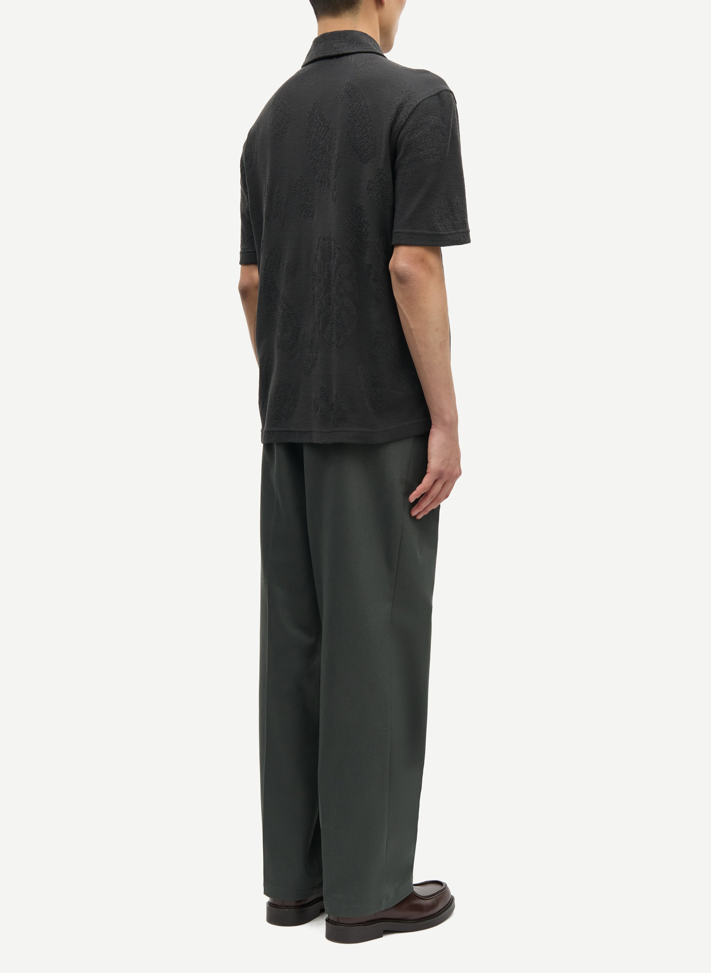 Pantalón recto de algodón y lana mezclados SAMSOE SAMSOE Verde