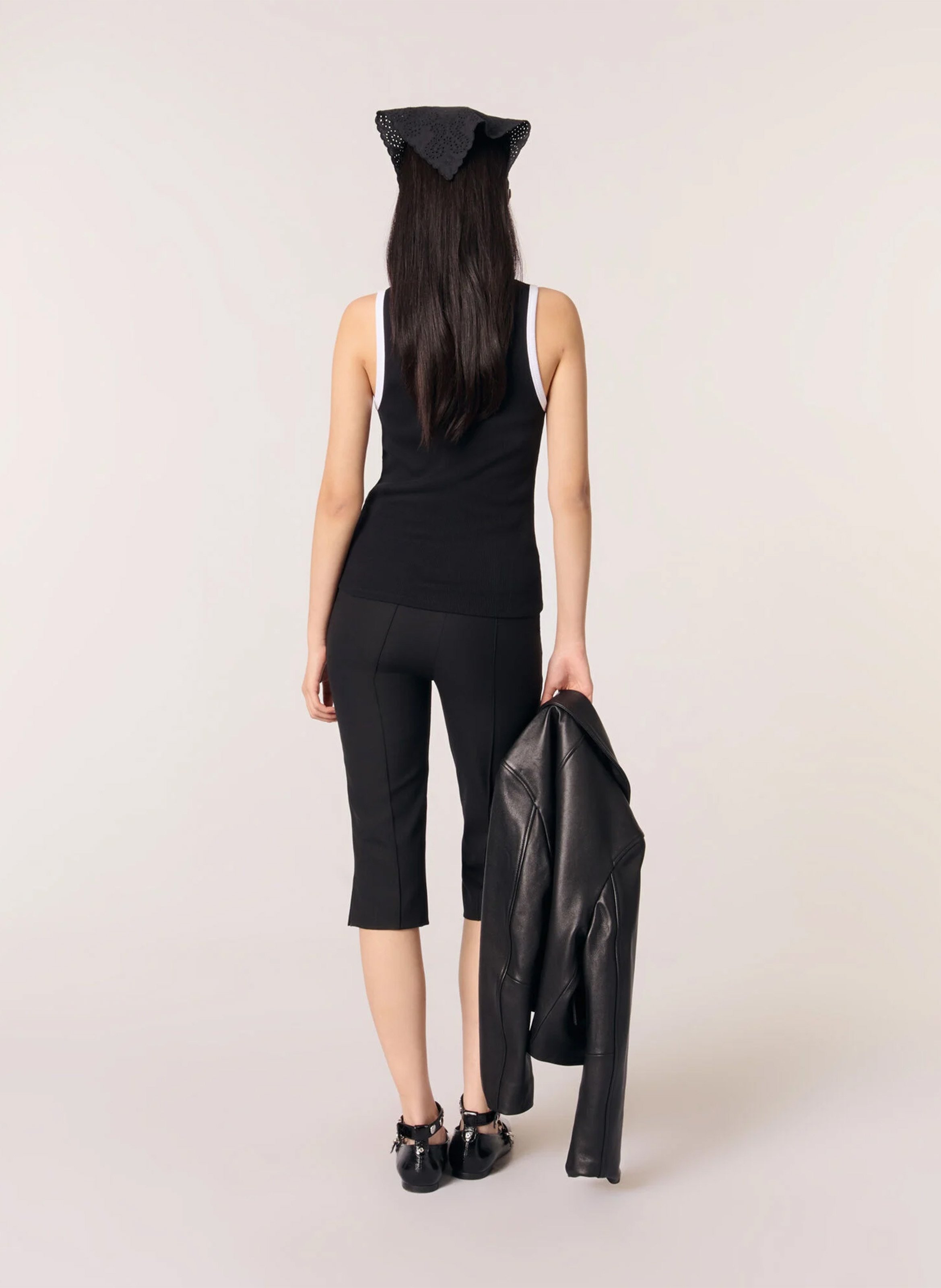 Cotton-blend tank top with round neck MAJE Black