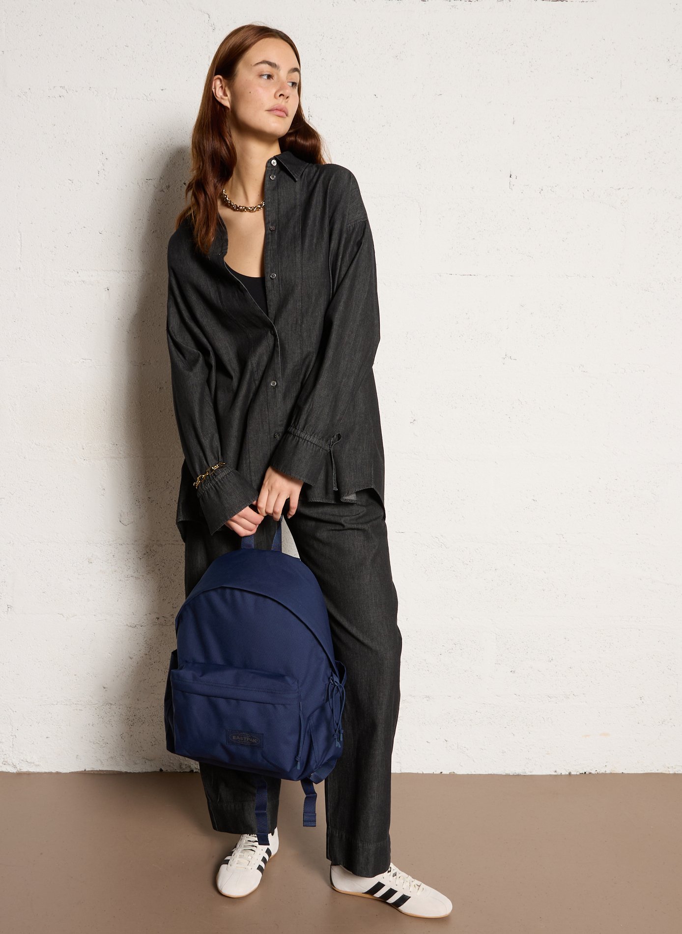 Plain zip backpack EASTPAK Blue