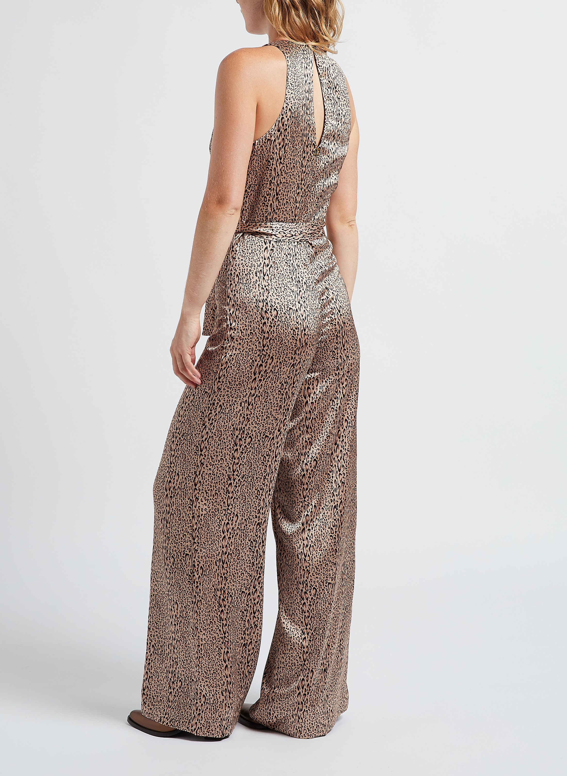 Printed V-neck jumpsuit TWINSET Brown