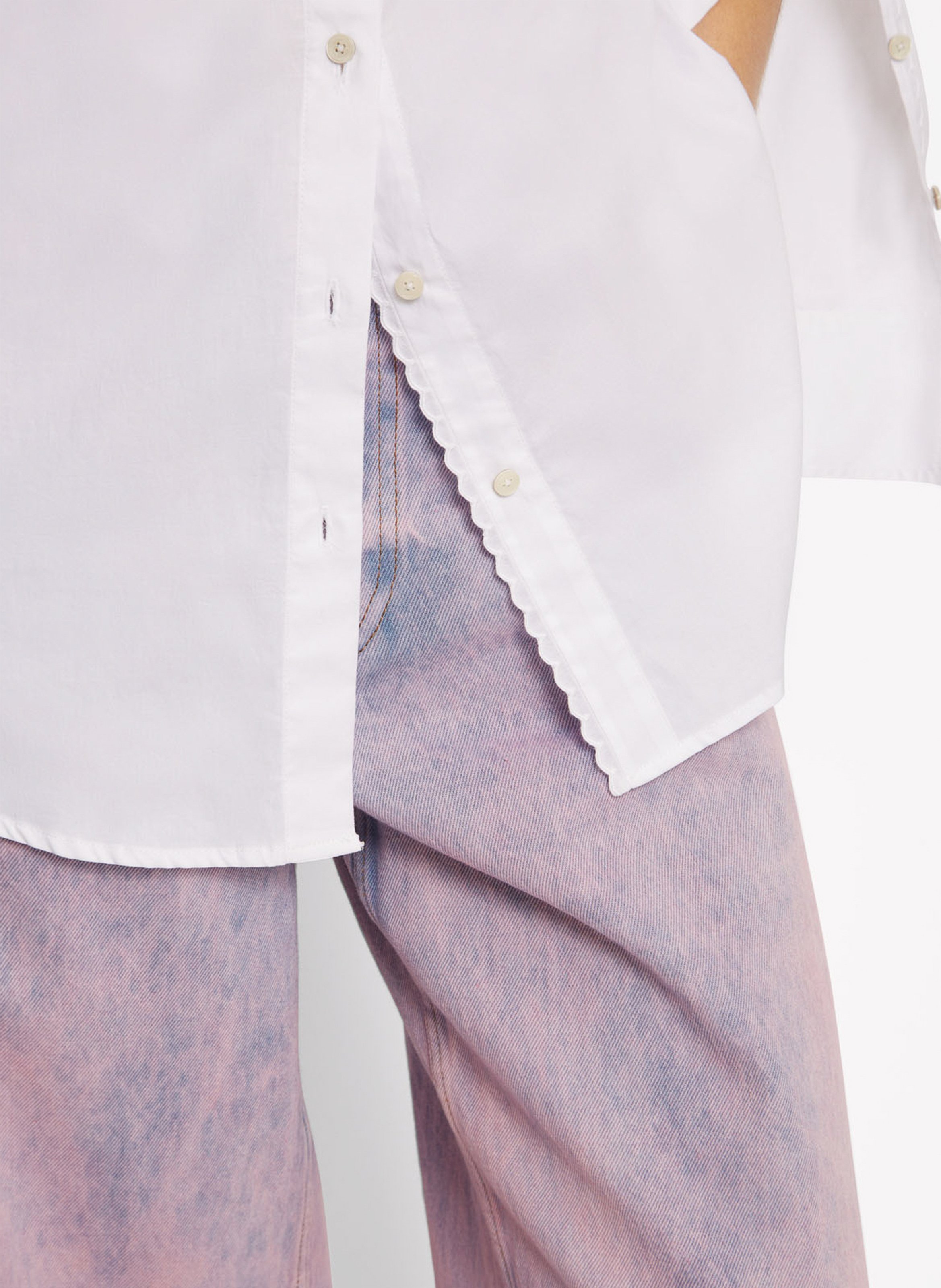 <p>Straight Oversized Solid Button-Up Shirt</p> ROSEANNA White