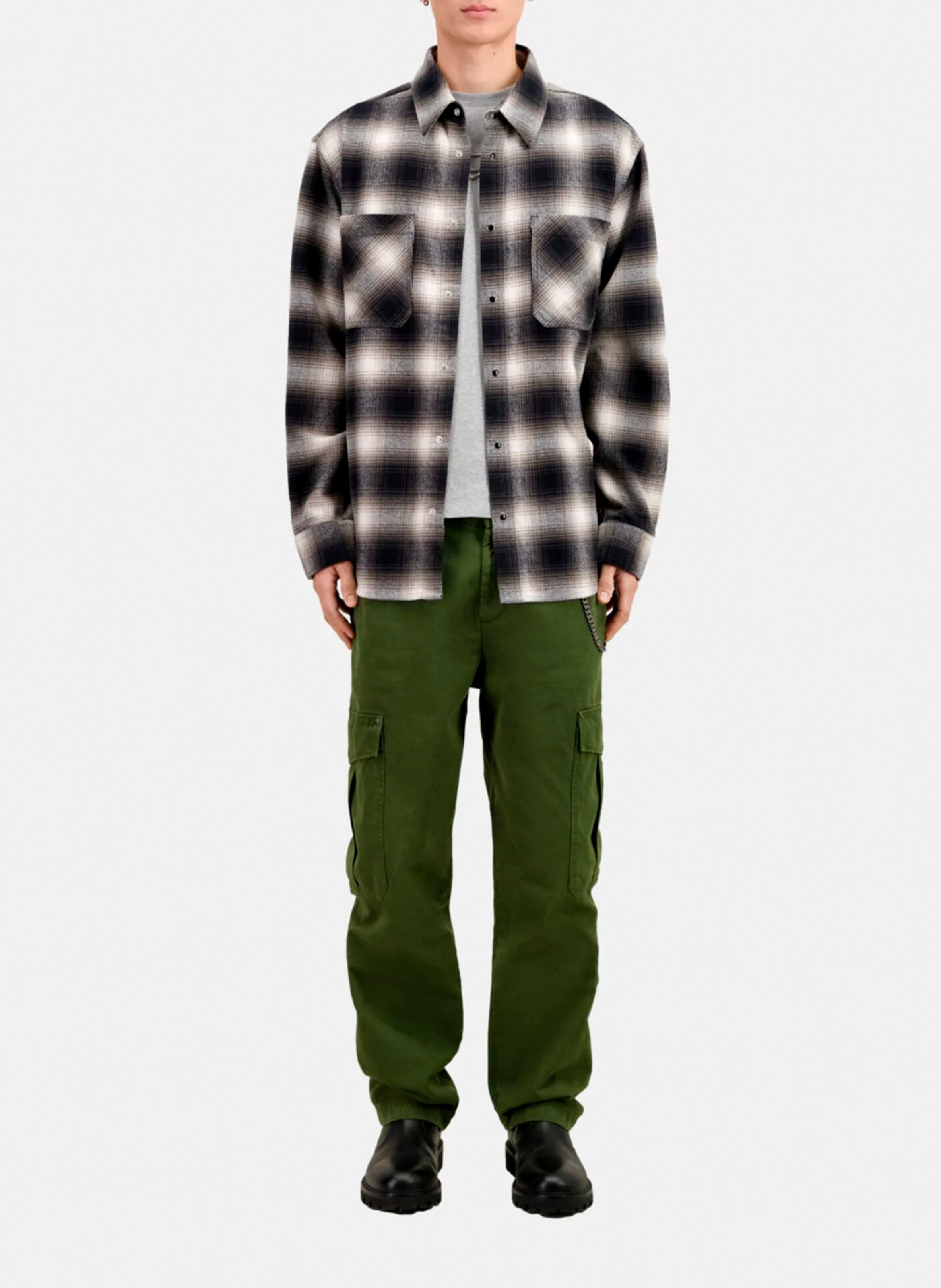 Checked cotton shirt with classic collar THE KOOPLES Black