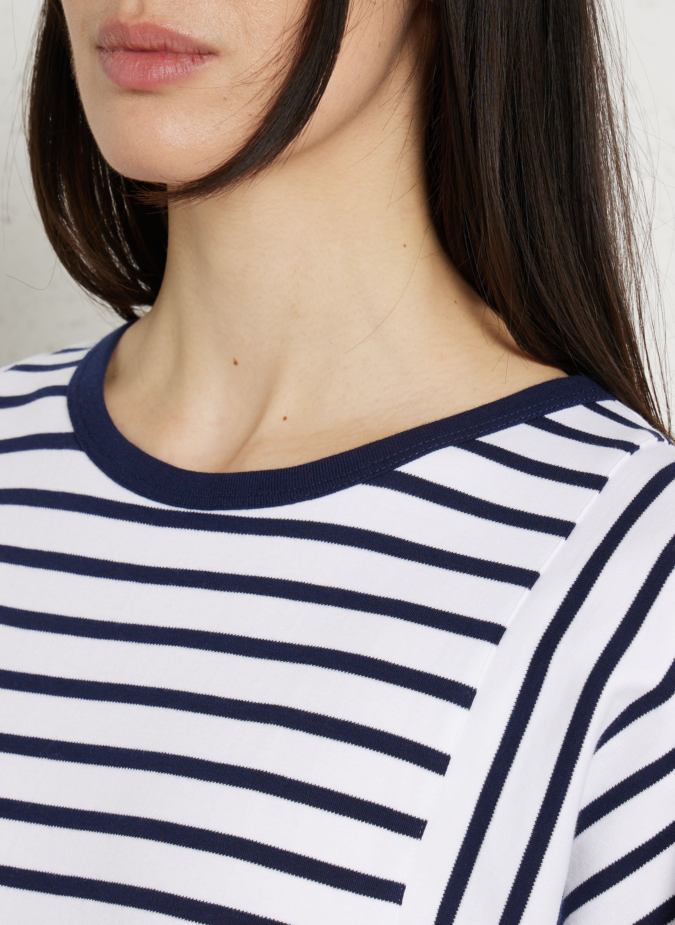 Robe courte col rond en coton rayé ARMOR LUX Blanc