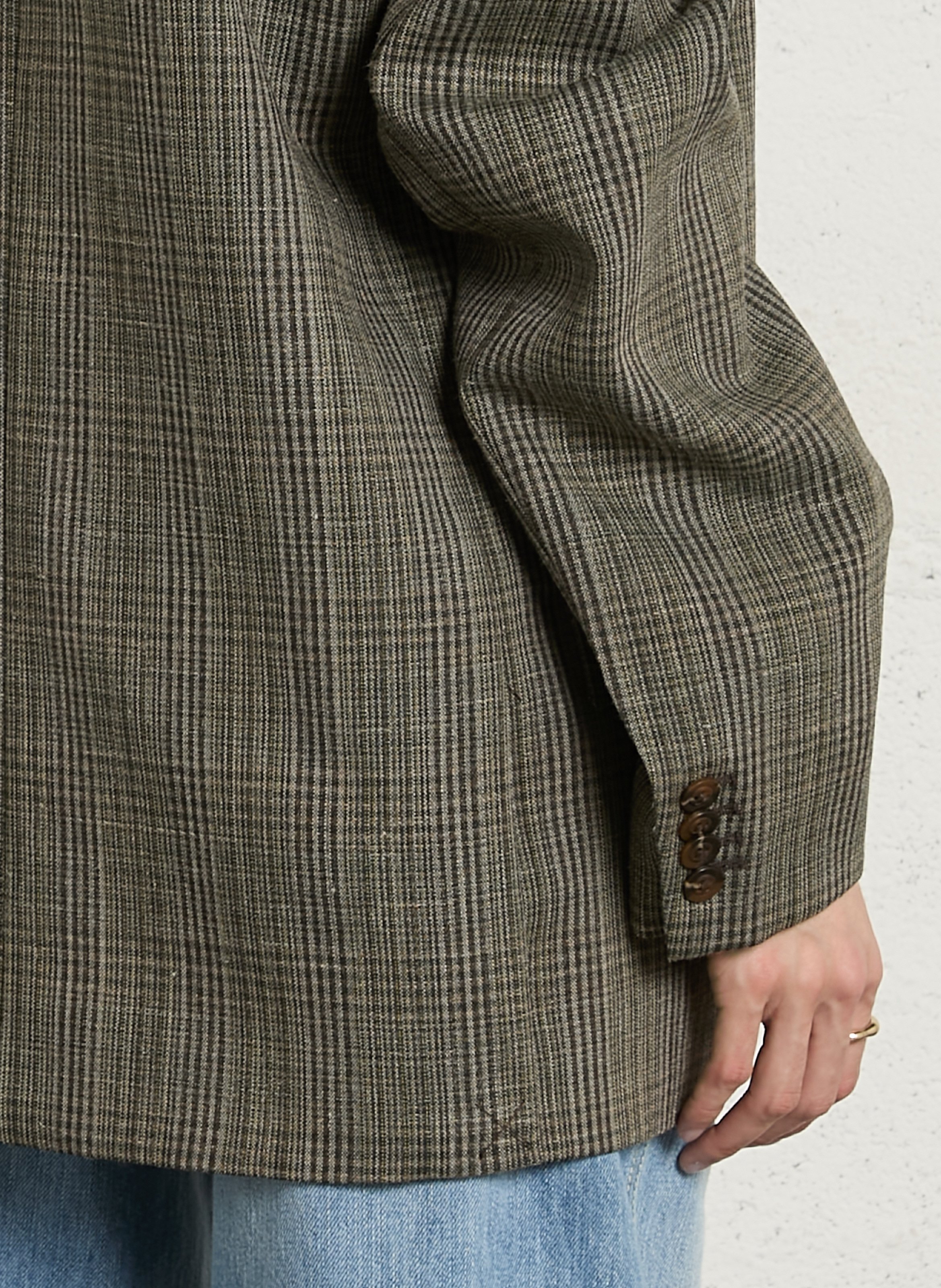 Oversized checked wool-blend jacket with tailored collar SOEUR Brown