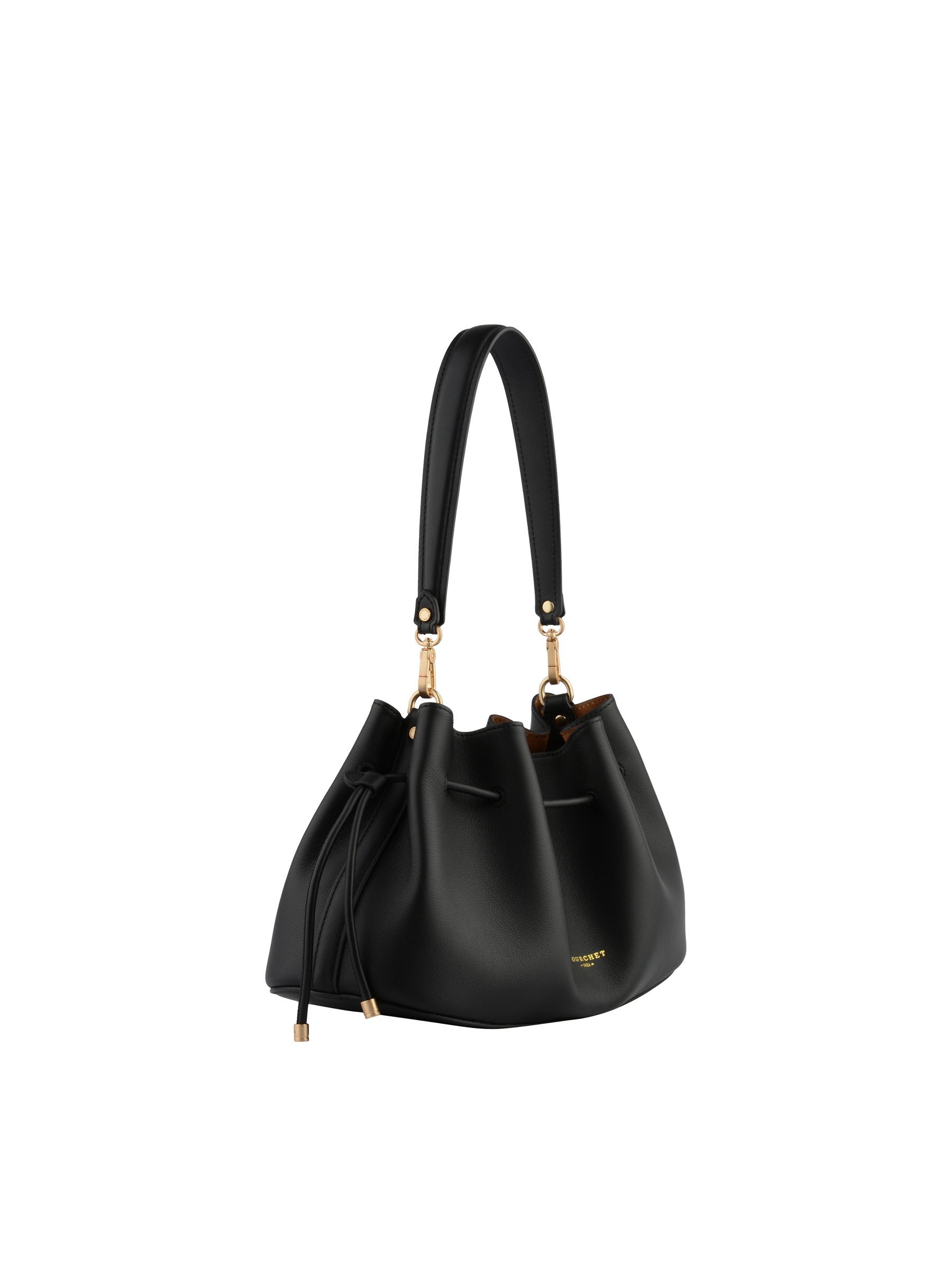 Calfskin leather shoulder bag POURCHET Black
