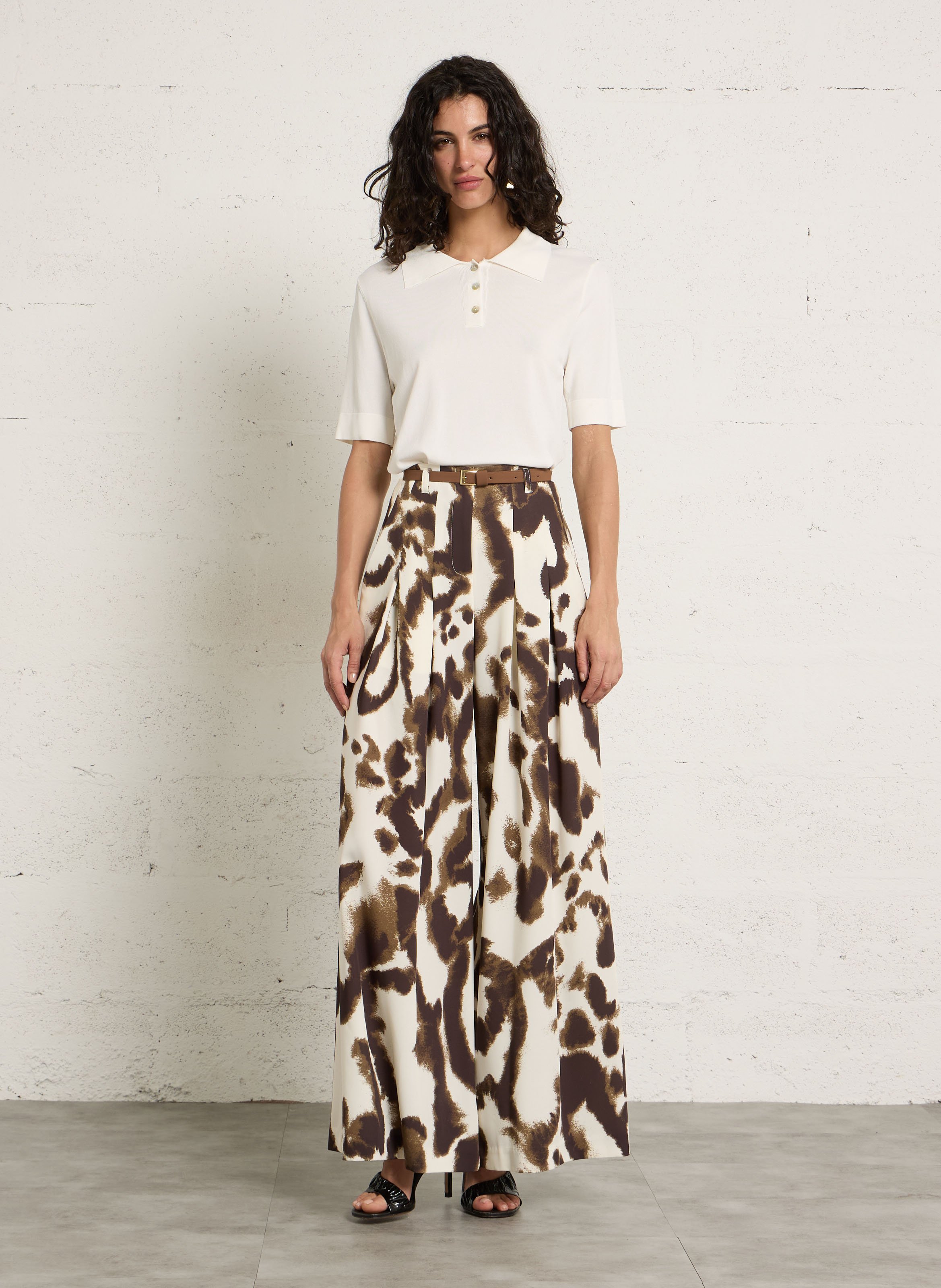 Pantalon large palazzo imprimé IMPERIAL Beige