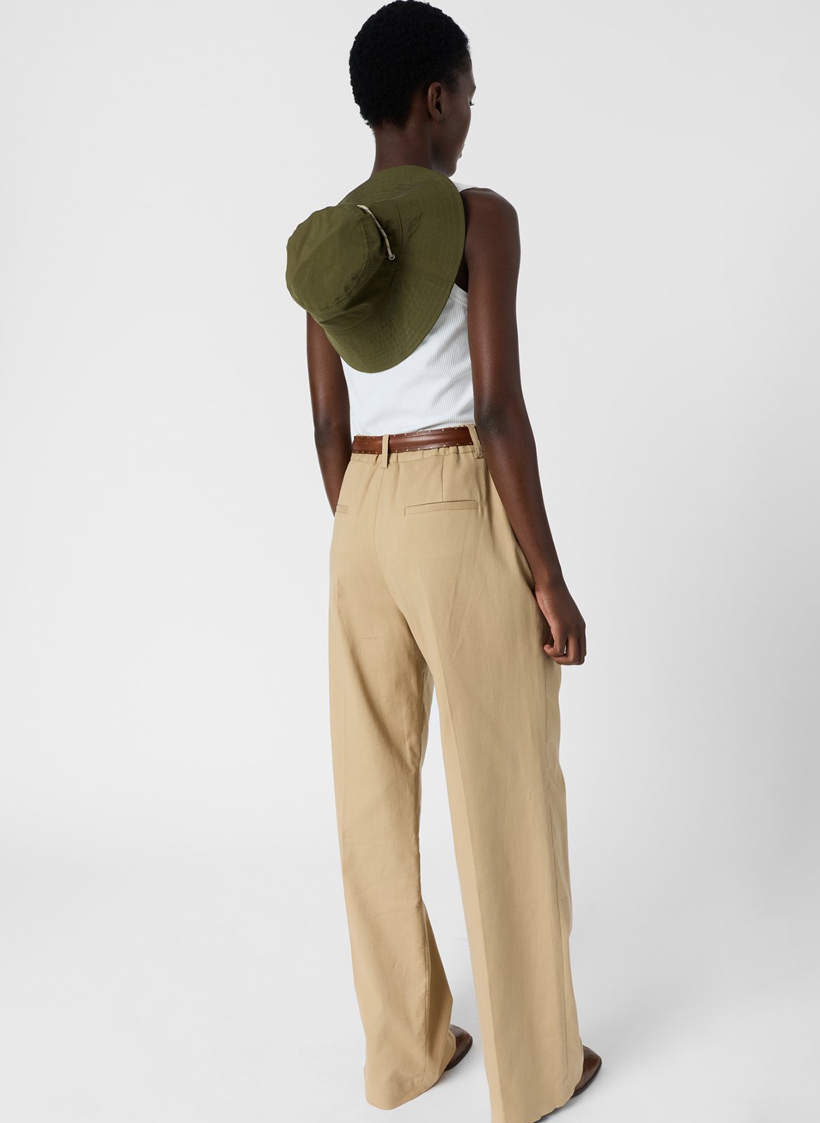 Pantalon large en coton mélangé GERARD DAREL Marron