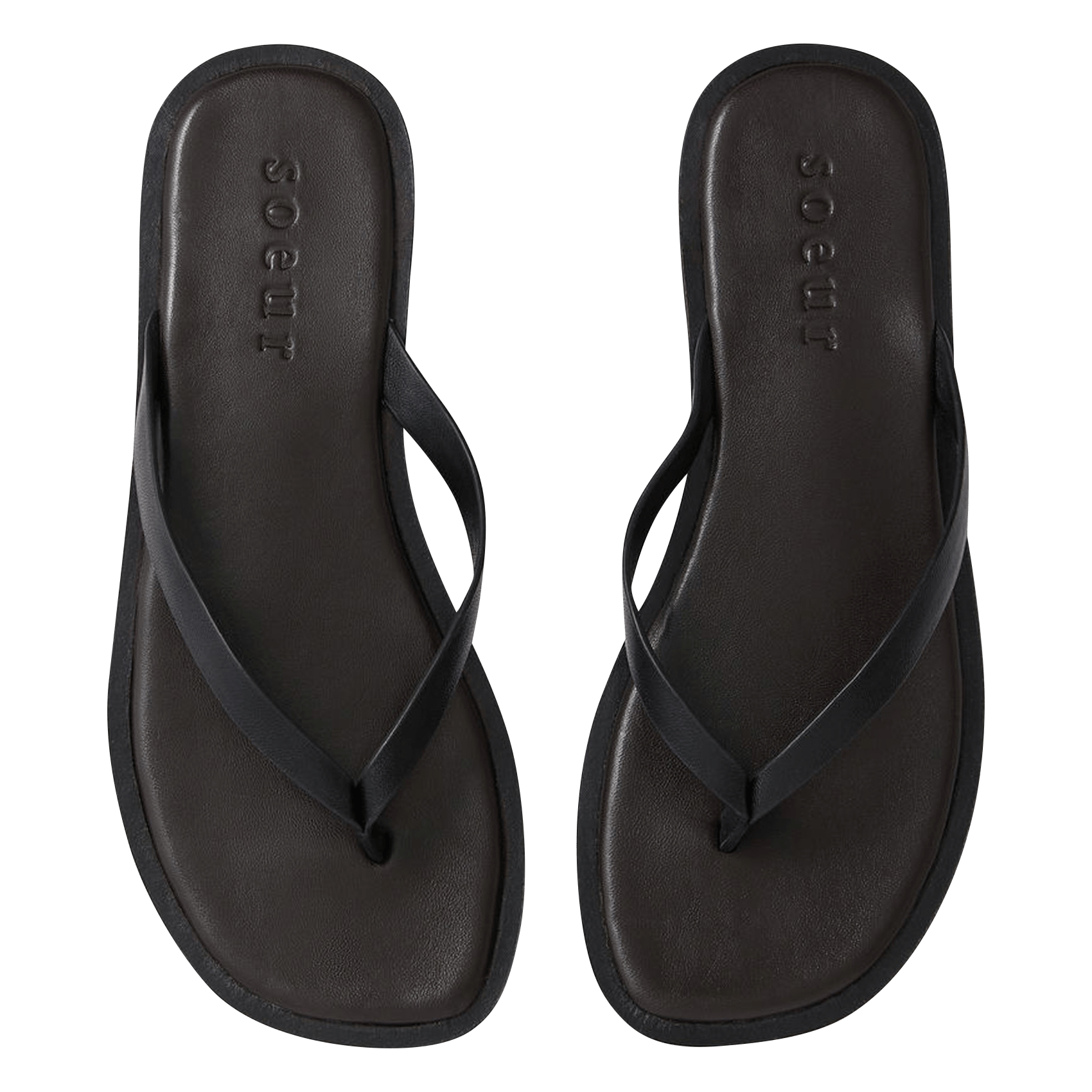 Aouda flat leather sandals SOEUR Black