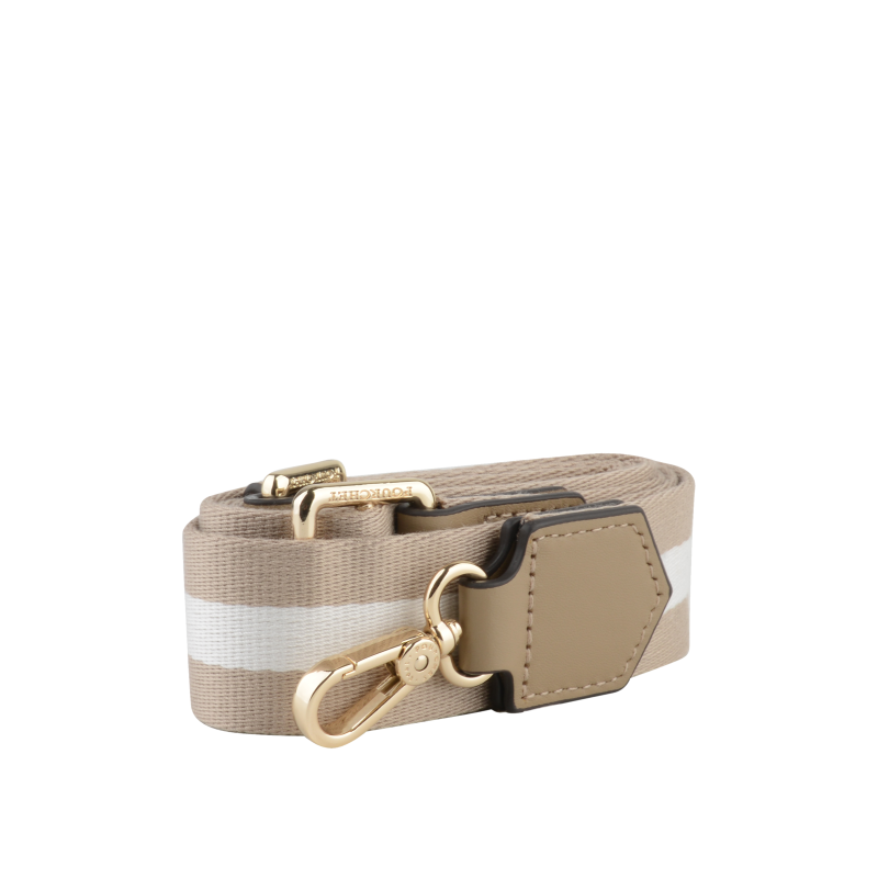 Cotton shoulder strap trimmed with leather POURCHET Brown