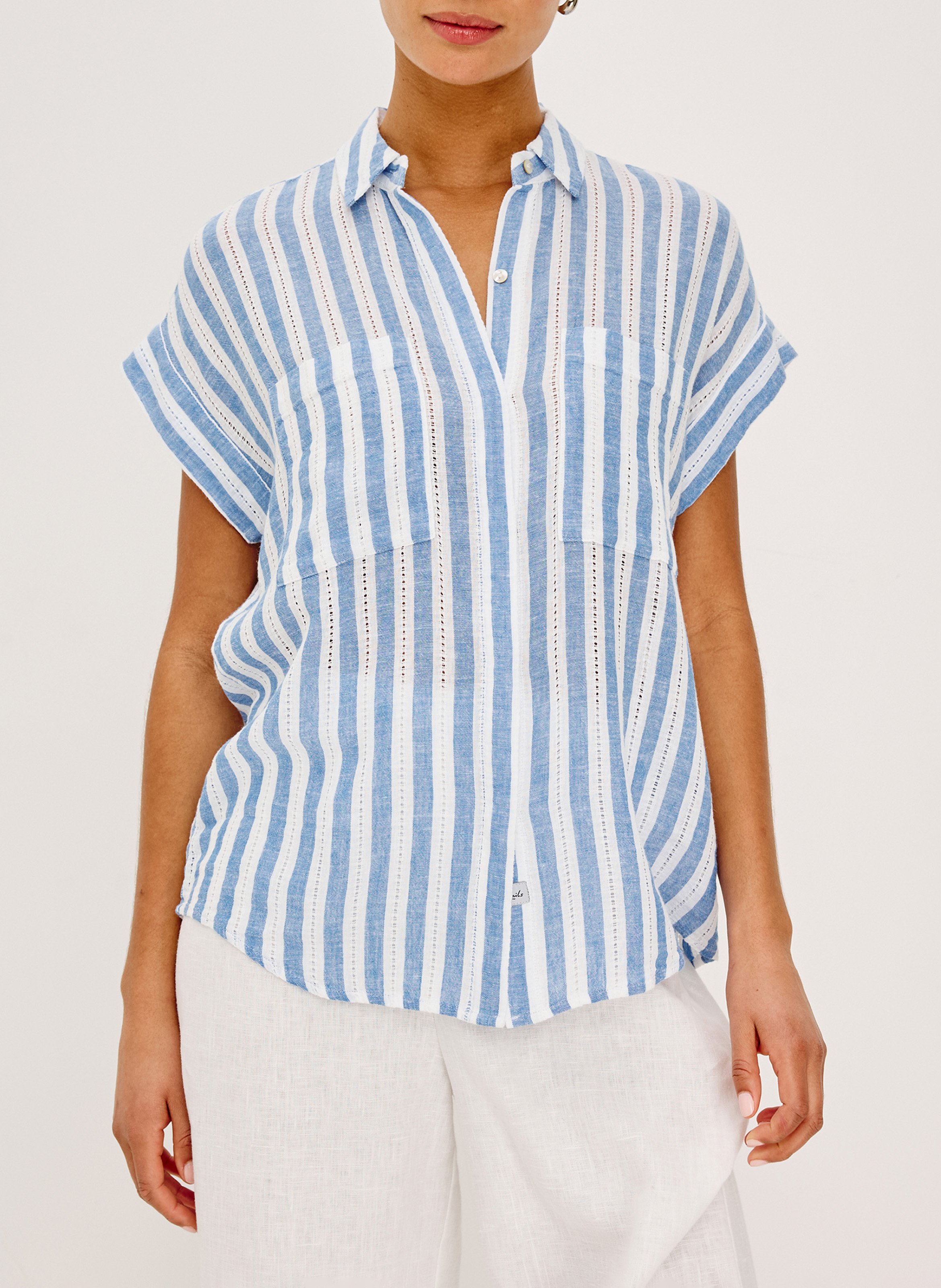 Chemise col classique en lin mélangé RAILS Multicolore