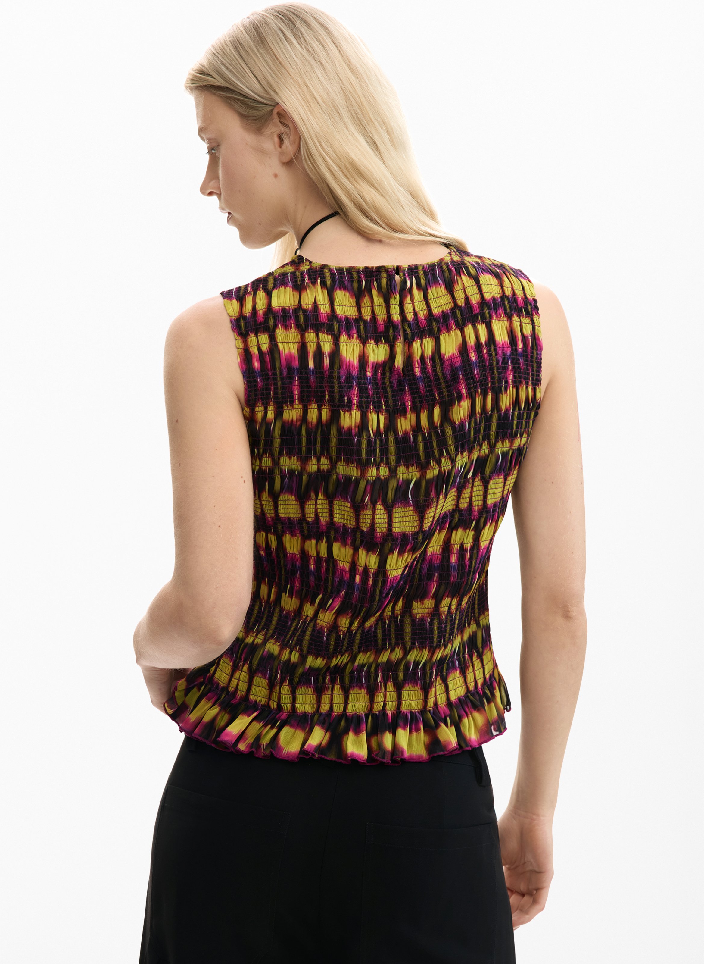 Top sans manches imprimé à volants DESIGUAL Vert