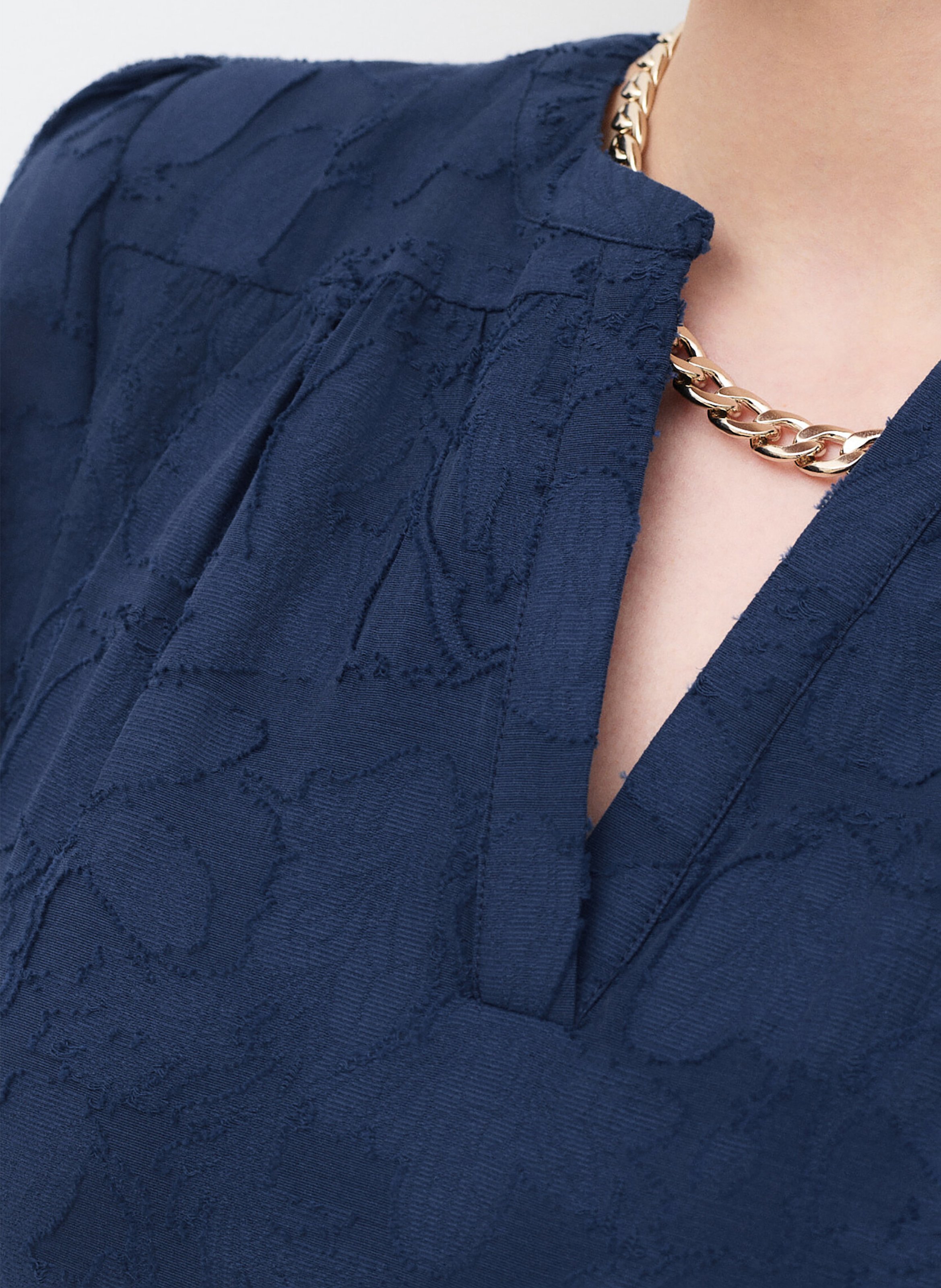 Short cotton dress with henley collar CAROLL Blue