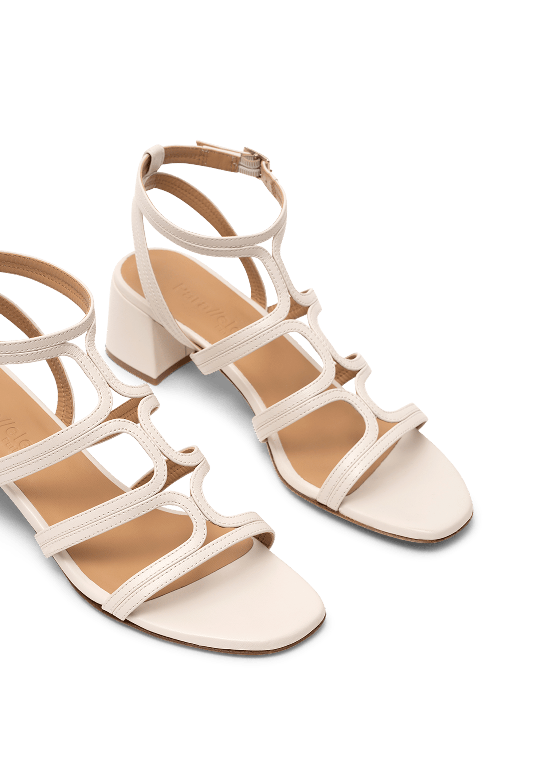 Sandales en cuir nappa latte PARALLELE PARIS Blanc