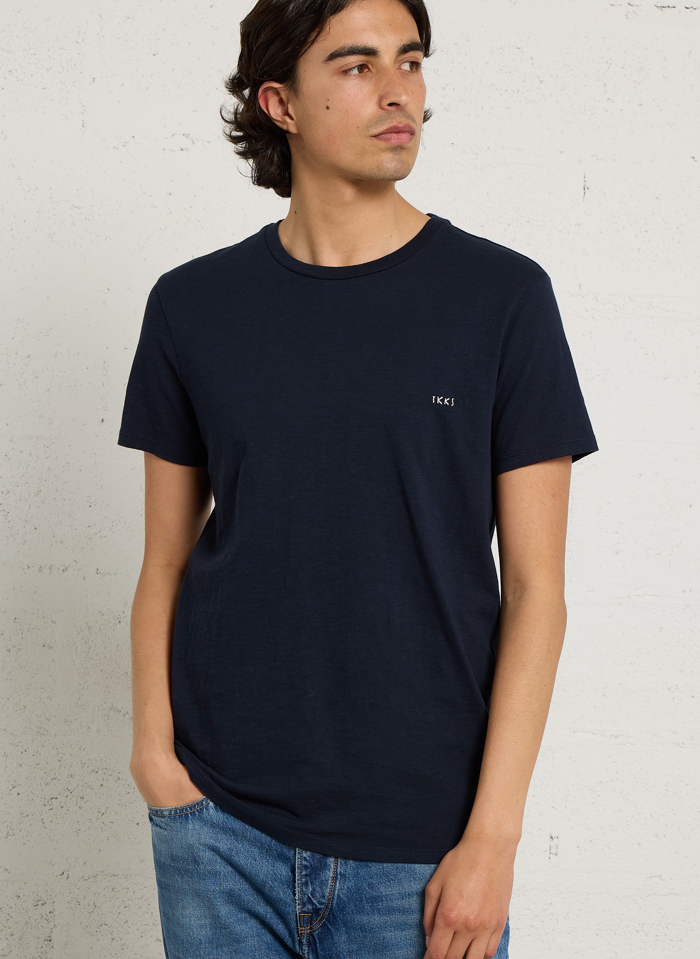 Gerade geschnittenes T-Shirt aus Baumwolle mit Stickerei IKKS Blau