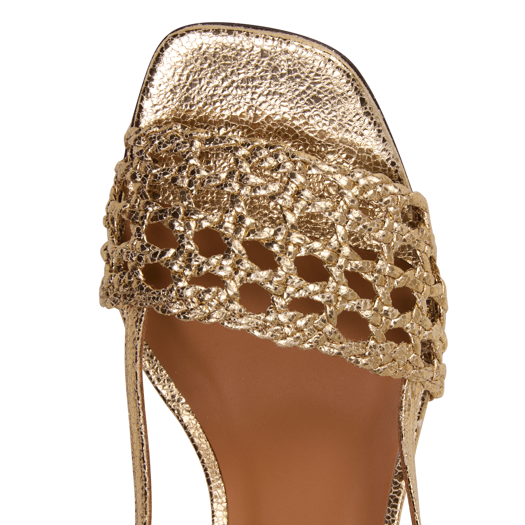 Glanzende, leren sandalen met hak RIVECOUR Goudkleurig