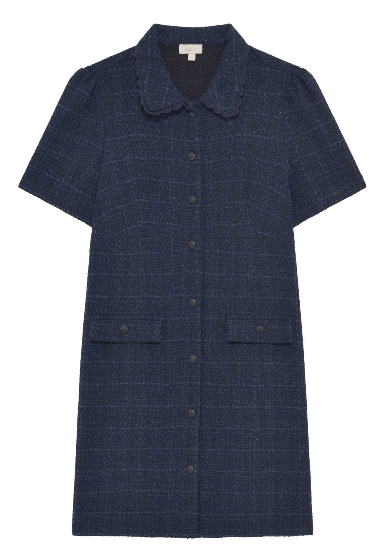 Robe courte col classique en coton mélangé PABLO Blue