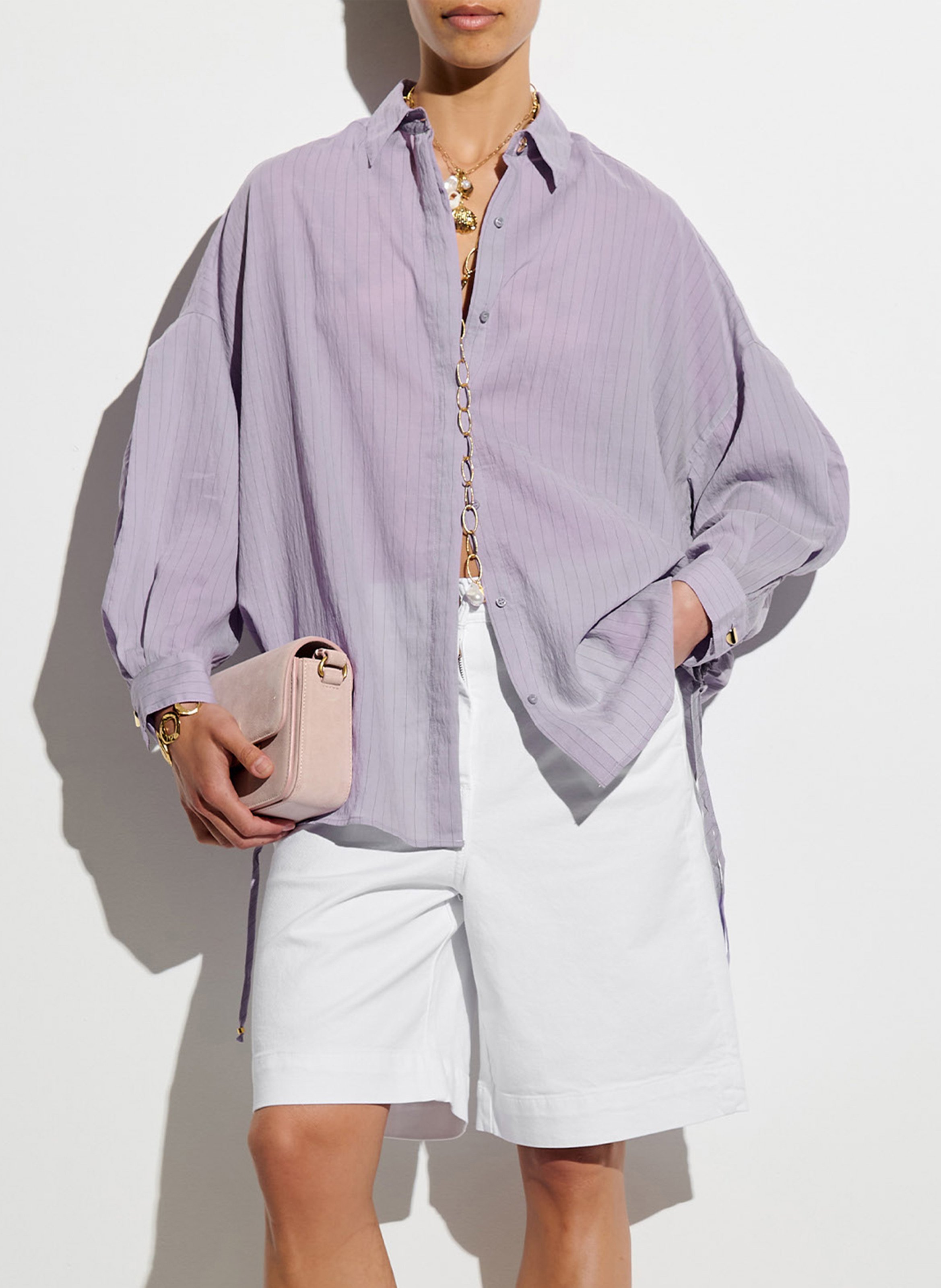 Baumwollbluse mit klassischem Kragen SESSUN Violett