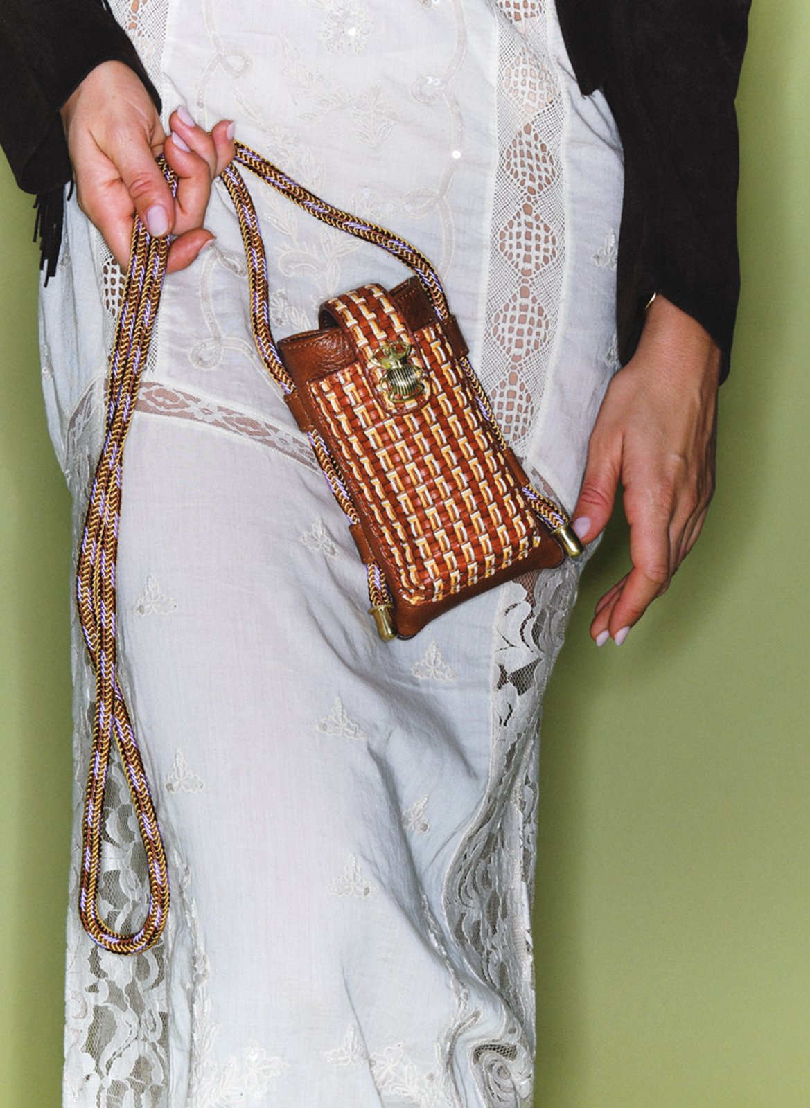 Braided leather case CLARIS VIROT Brown