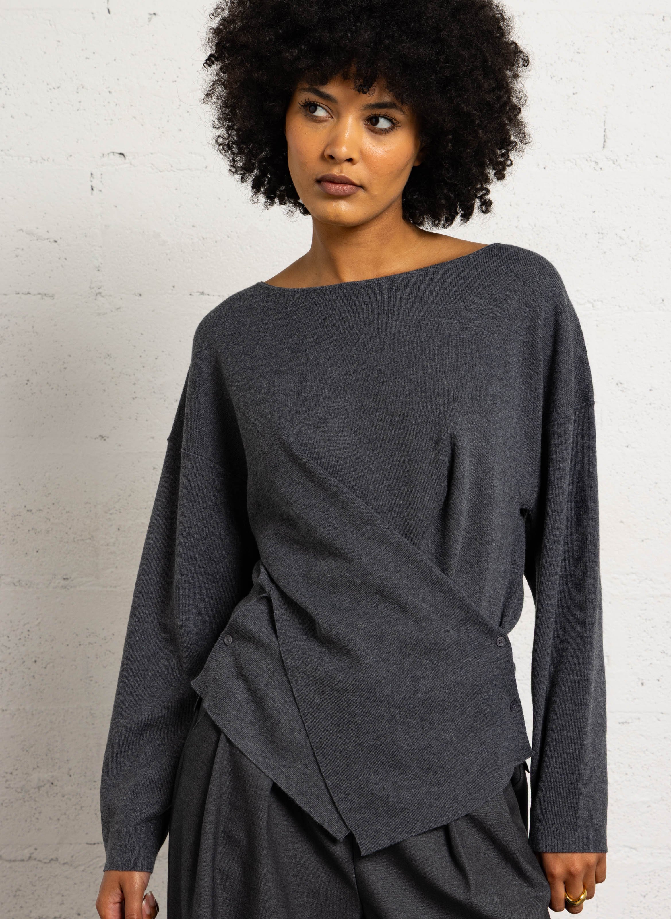Oversized boat-neck sweater  SUNCOO Black