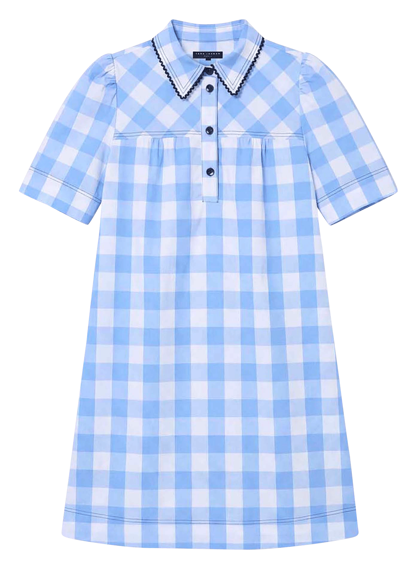 Kurzes bedrucktes Baumwollkleid mit klassischem Kragen TARA JARMON Blau