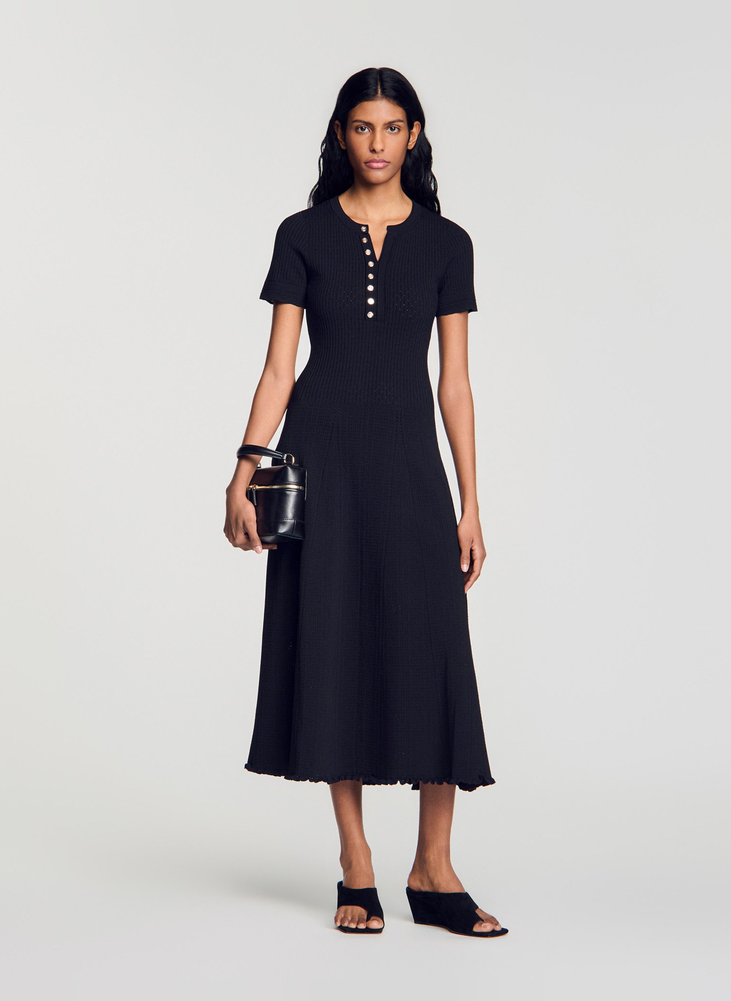 Robe longue col rond SANDRO Noir