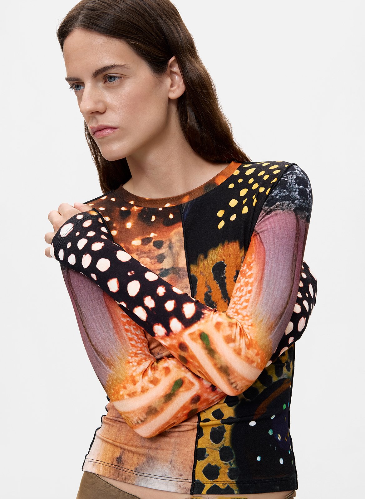 Rechte top met ronde hals en print DESIGUAL Veelkleurig