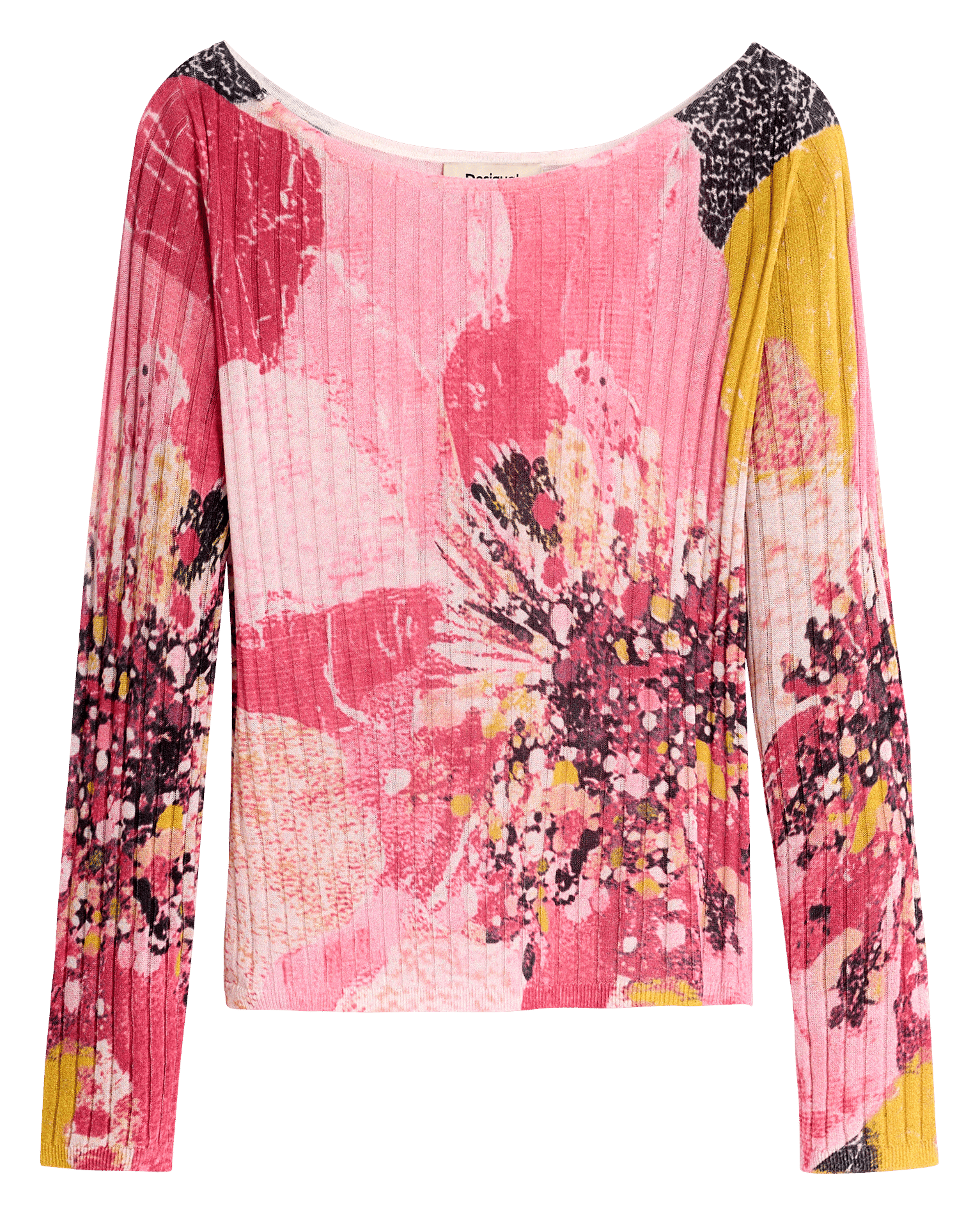 Straight boat neck sweater in printed knit DESIGUAL Red