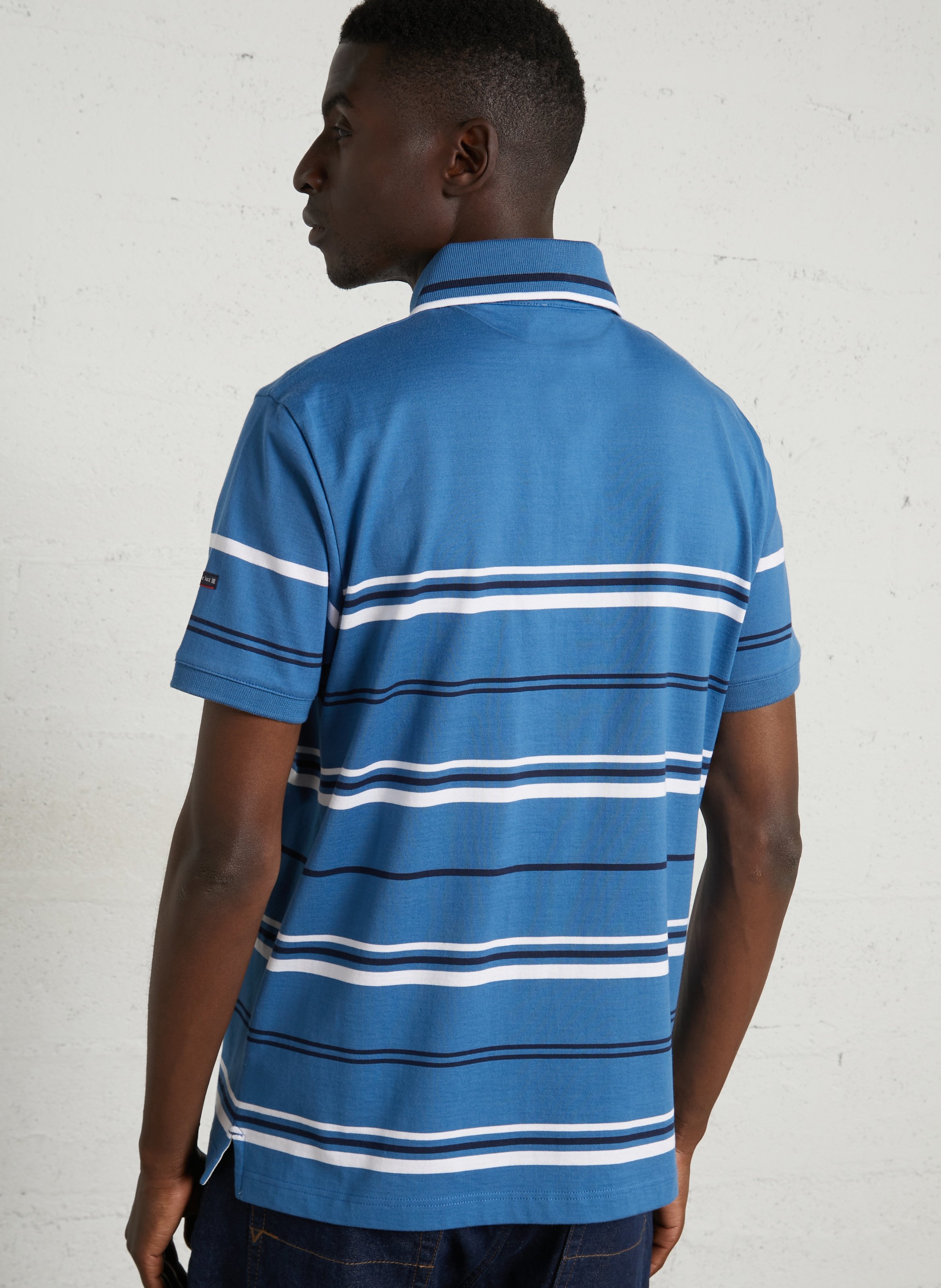 Gerader Polo mit kurzen Streifenärmeln. ARMOR LUX Blau