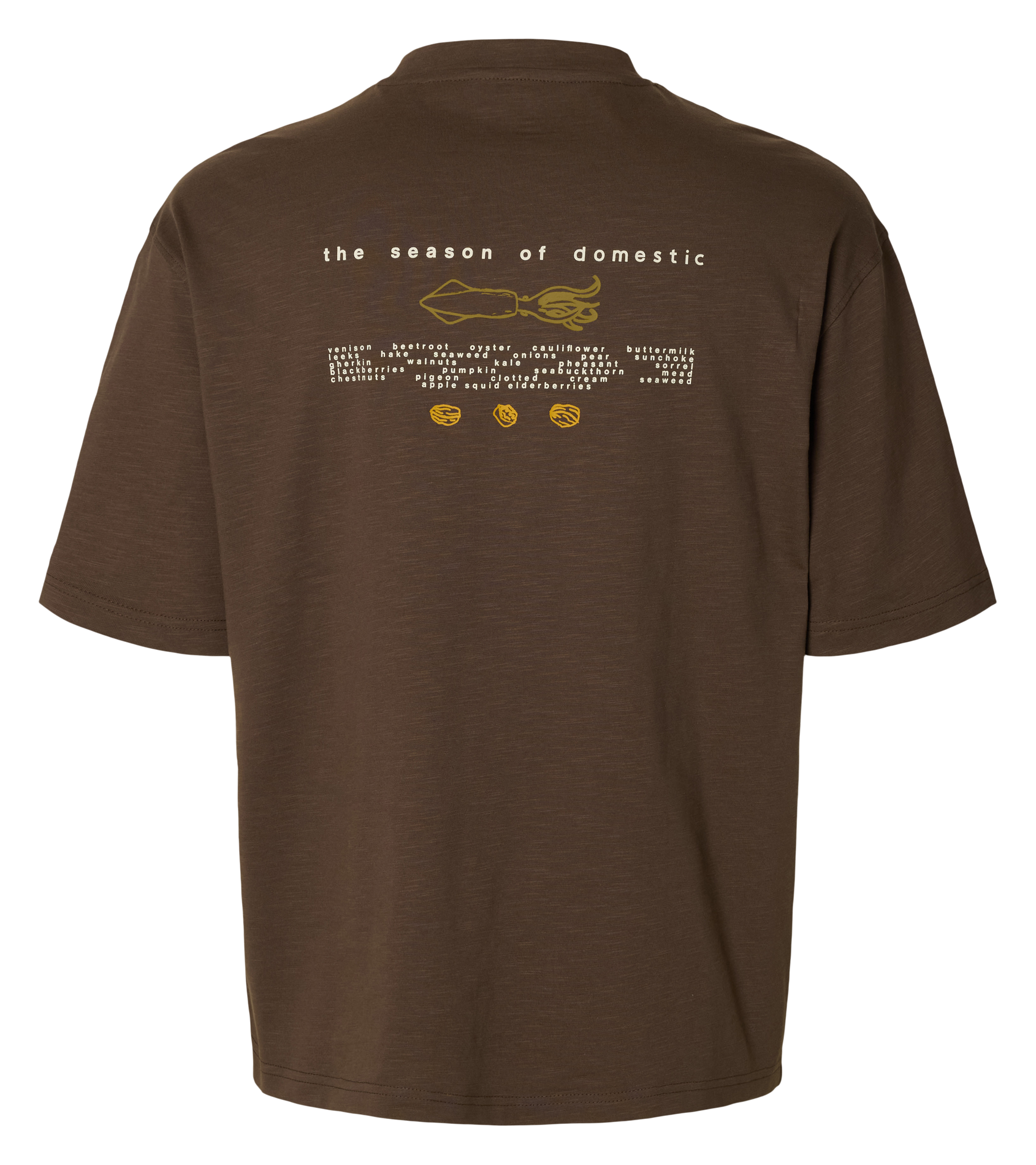 Tee-shirt col rond en coton bio SELECTED Bruin