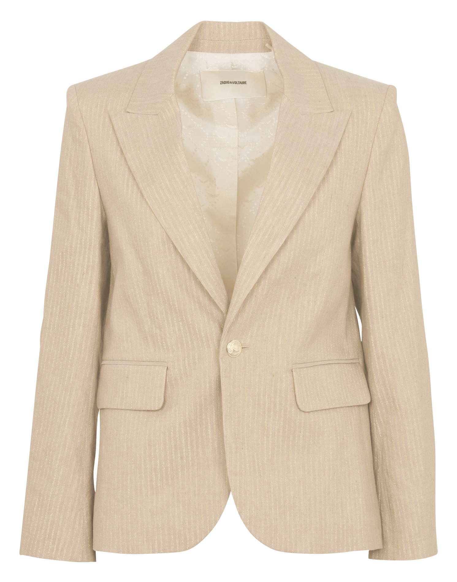 Veste tailleur droite rayée en lin mélangé ZADIG&VOLTAIRE Beige