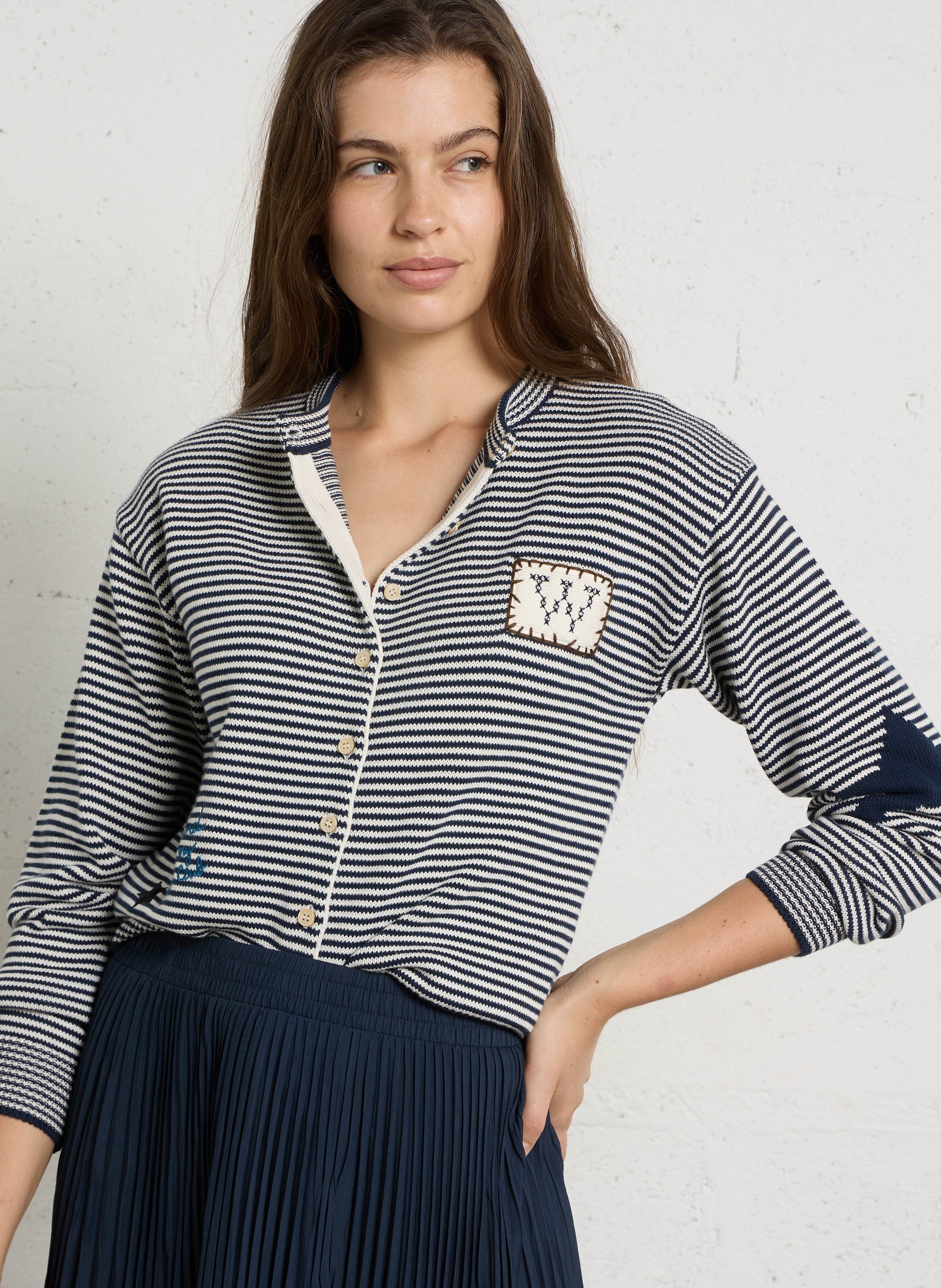 Striped cardigan with fancy embroideries MAX MARA WEEK END