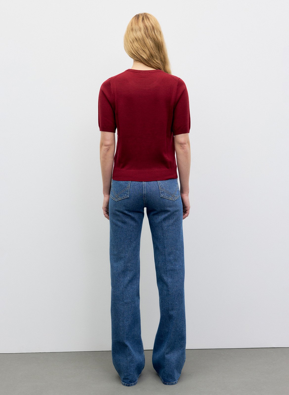 Kurzarm-Pullover aus Wolle. GERARD DAREL Rot