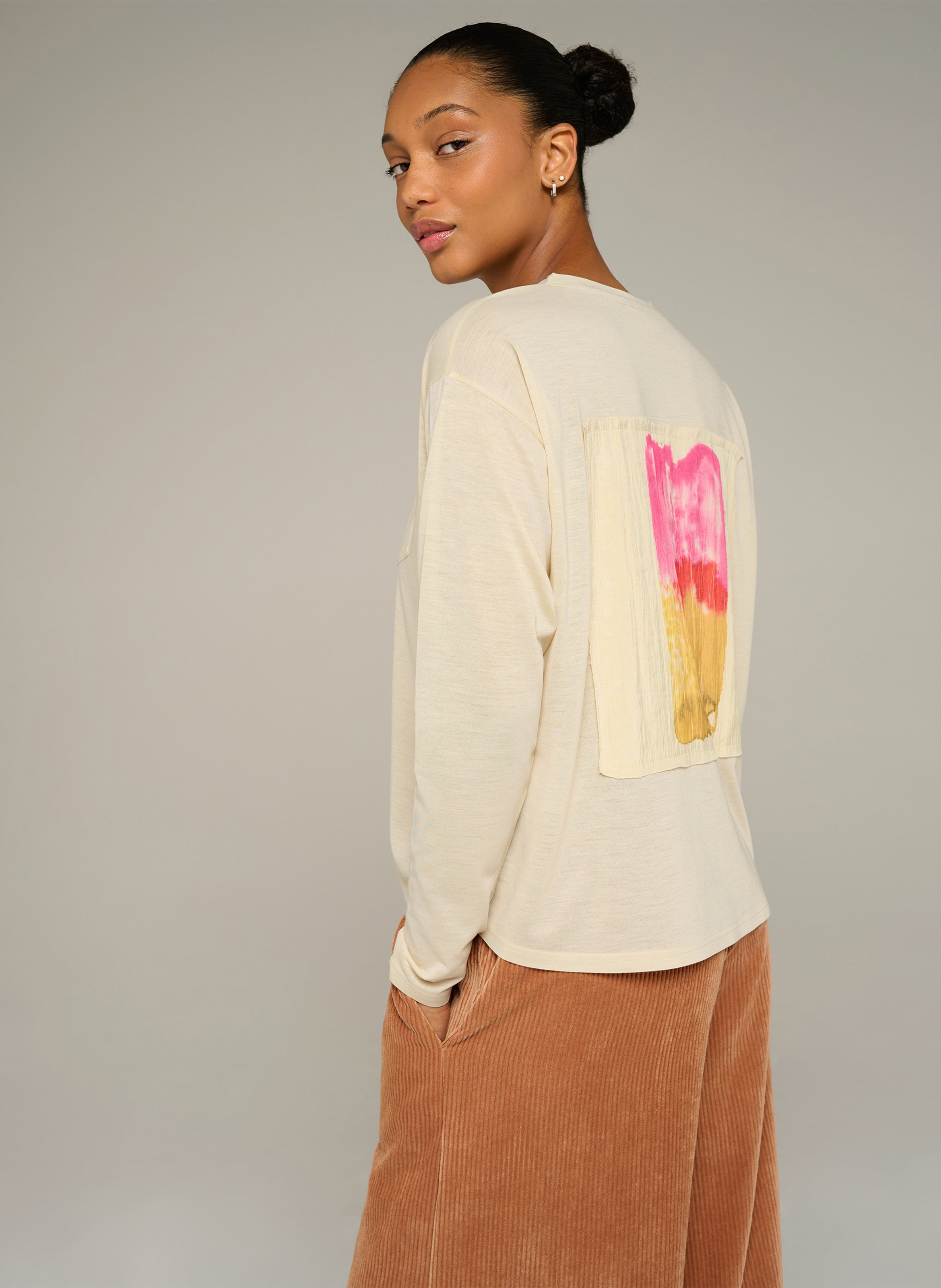 T-shirt manches longues sérigraphié  COTELAC ACOTE Beige