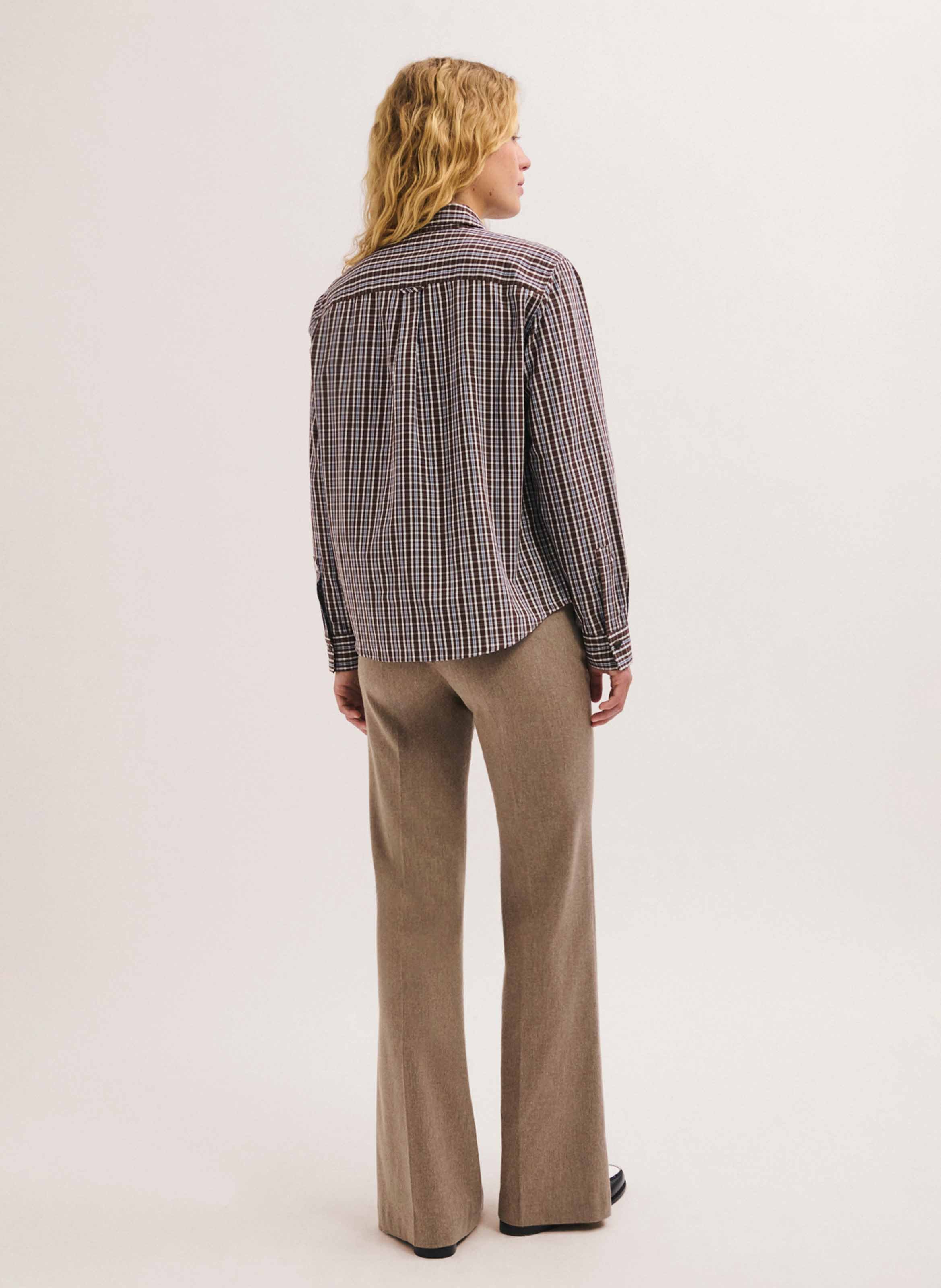 Chemise droite en coton PABLO Marron