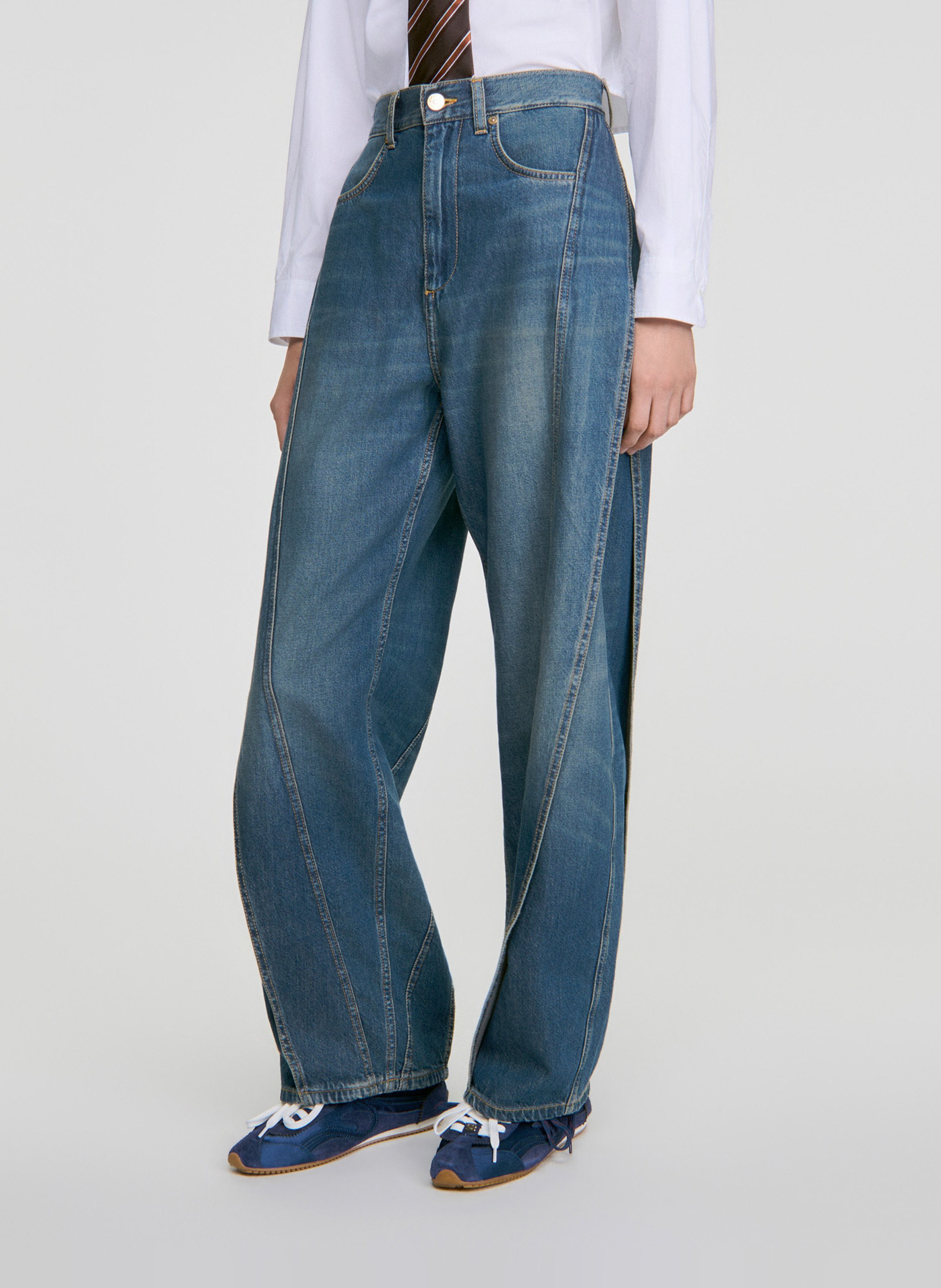 Jean large en coton SANDRO Bleu
