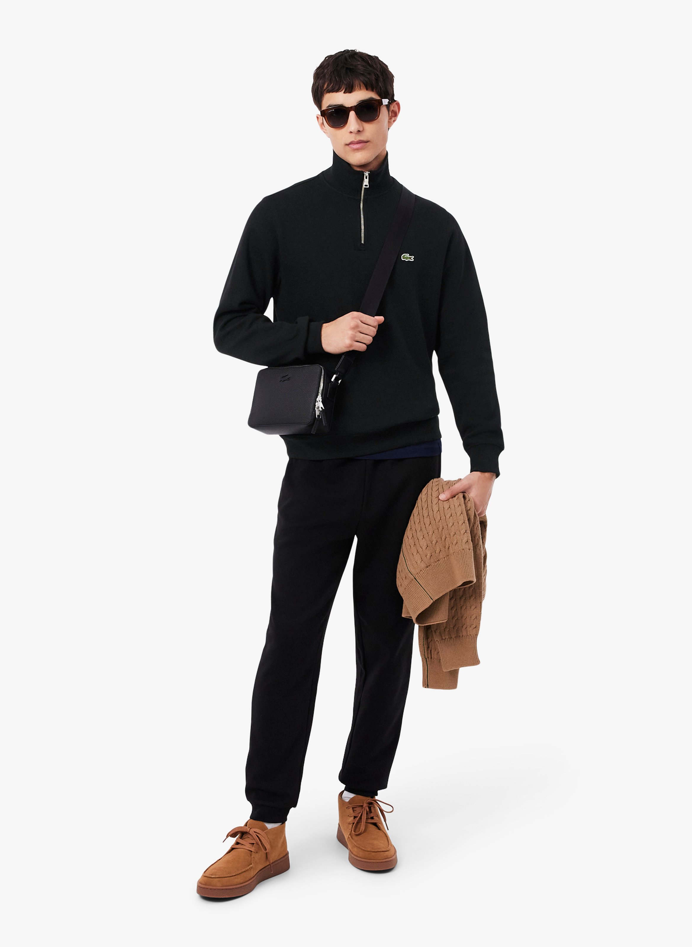 Sweatshirt mit Stehkragen und Reißverschluss aus Baumwolle LACOSTE Schwarz