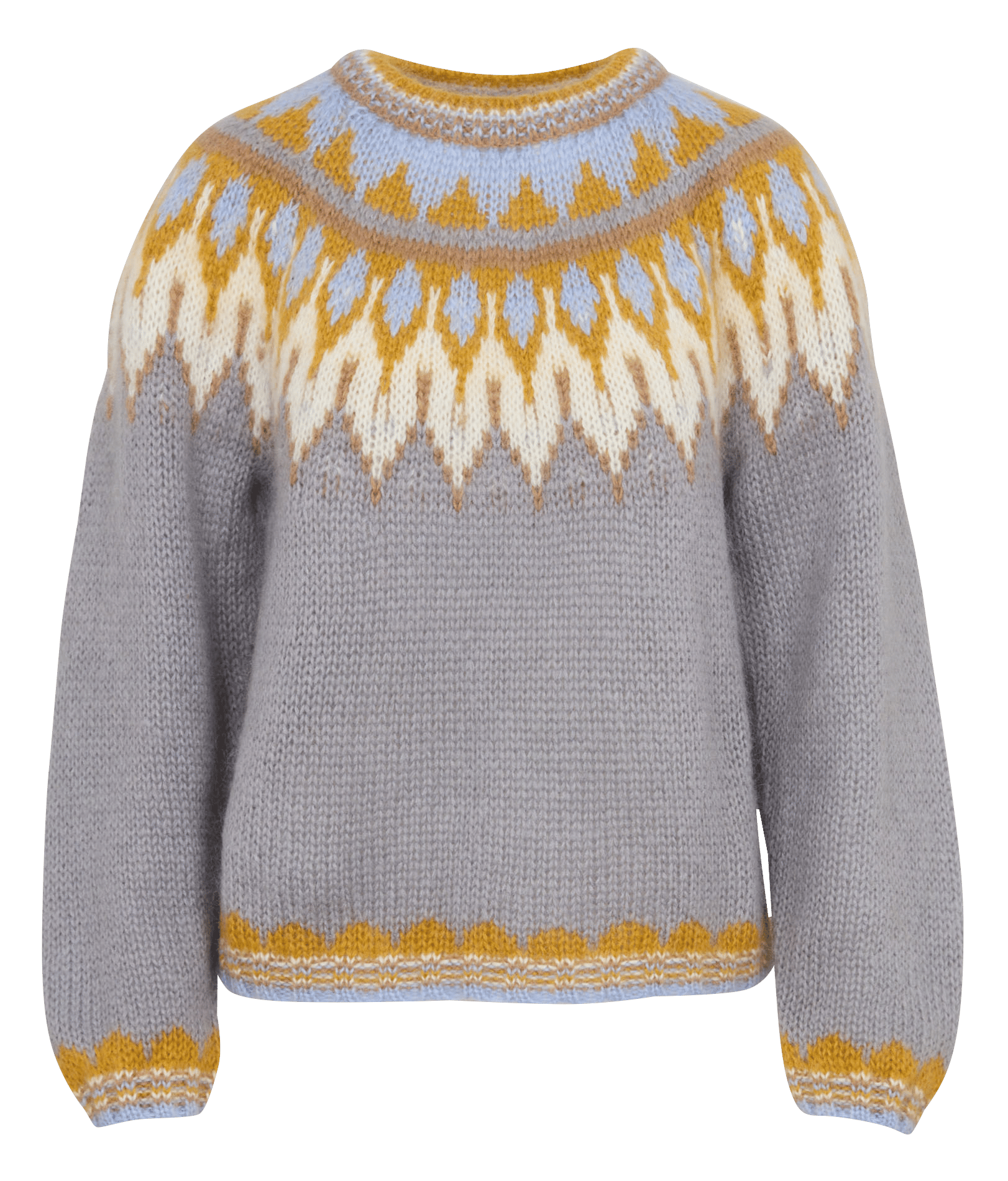 Gerader Pullover mit Rundhalsausschnitt und Jacquardmuster aus Wollmischung MKT Grau