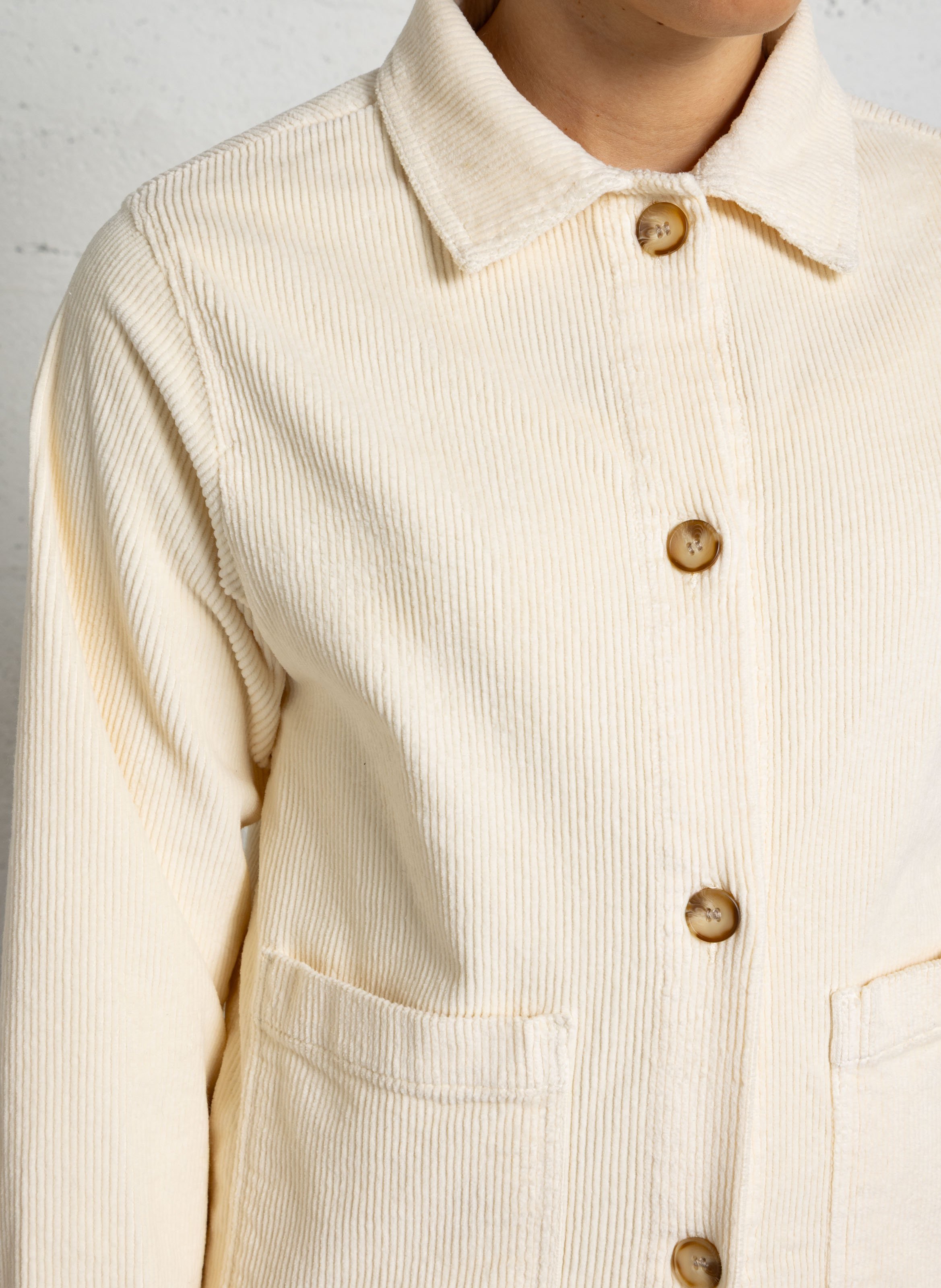 Rechte geribbelde katoenmixjas ARMOR LUX Beige