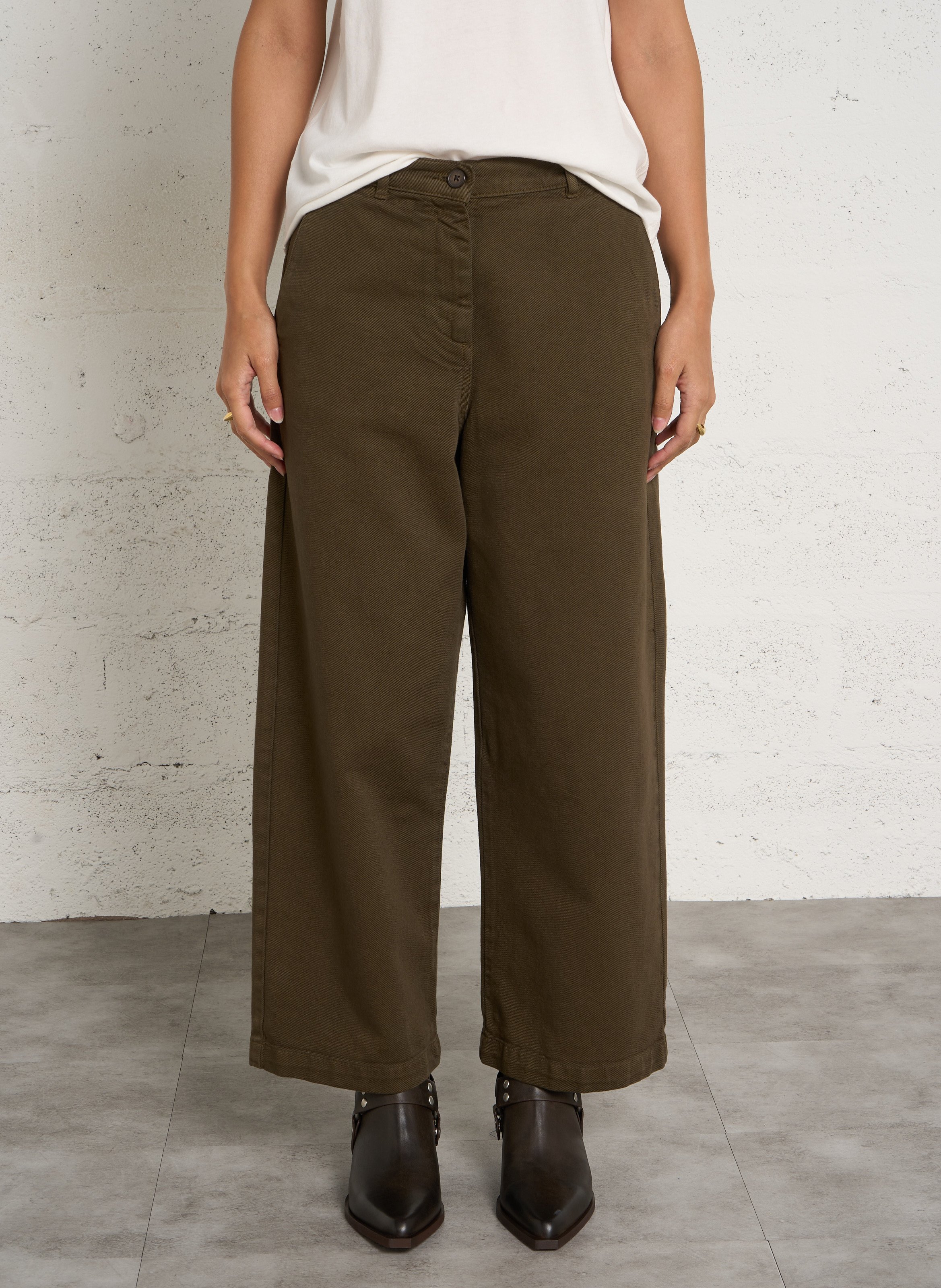 Pantalon large en coton mélangé BELLEPIECE Marron