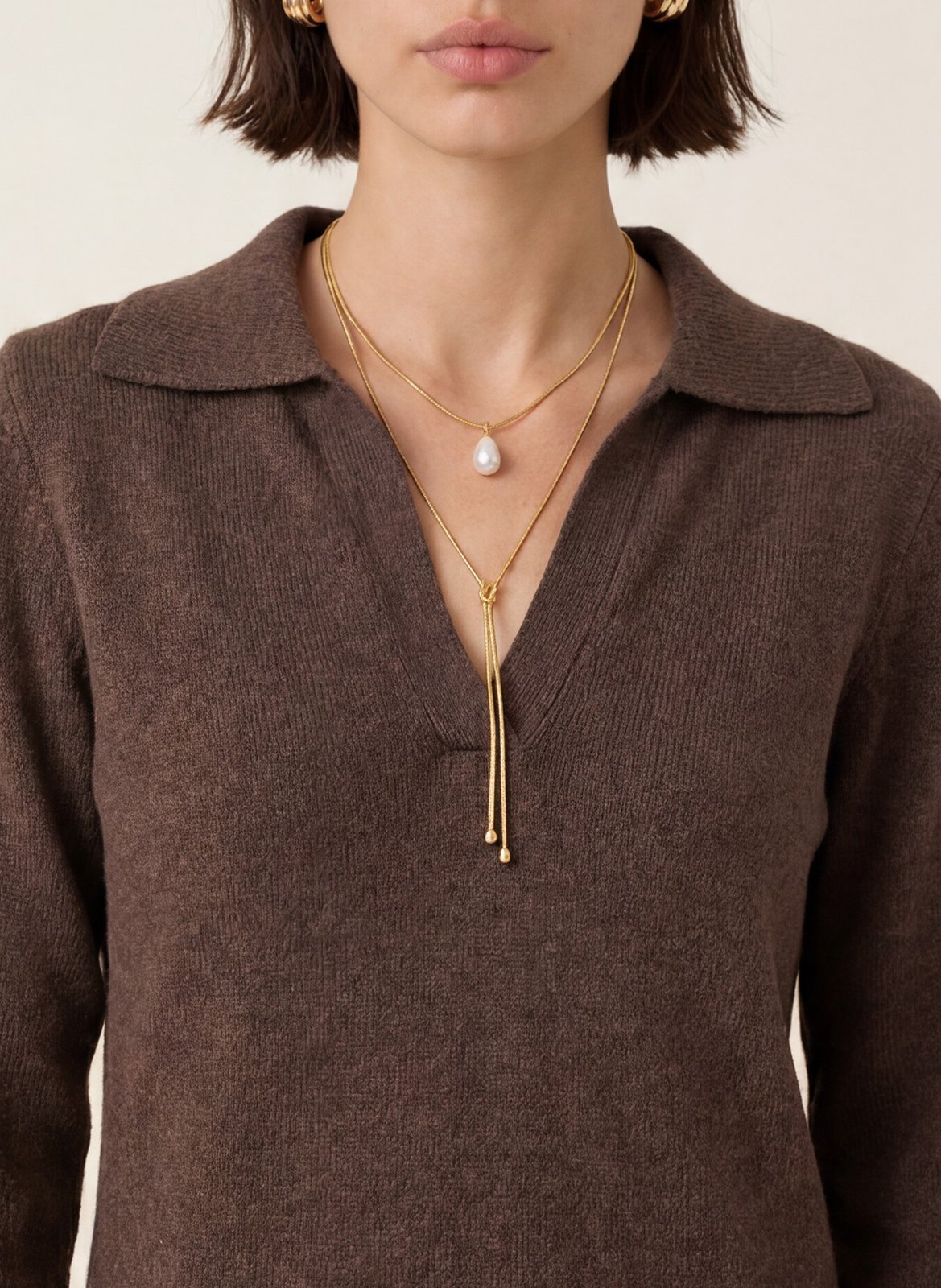 Robe courte droite en laine et cachemire KOOKAI Marron