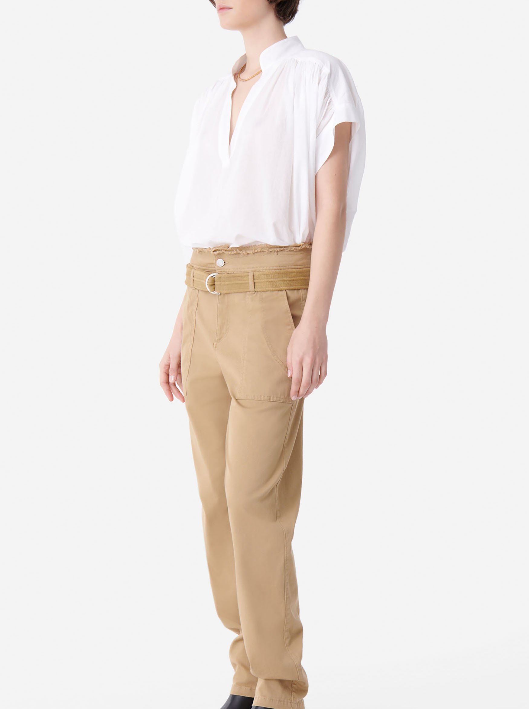 Weite Baumwollbluse mit V-Ausschnitt VANESSA BRUNO Weiss