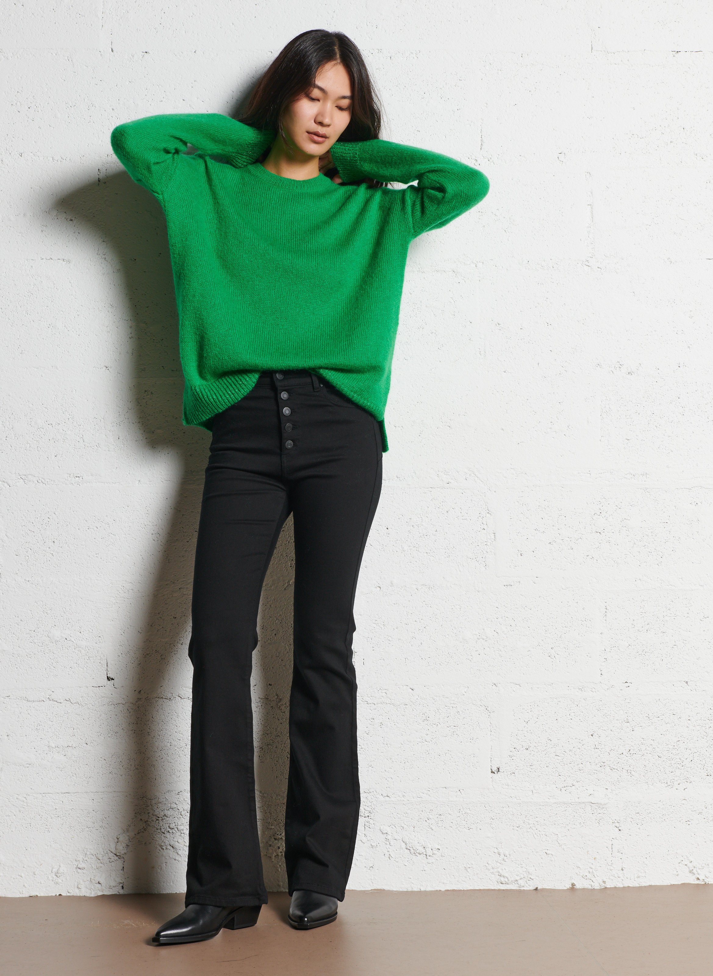 Flared Jeans aus Baumwoll-Mix IKKS Schwarz