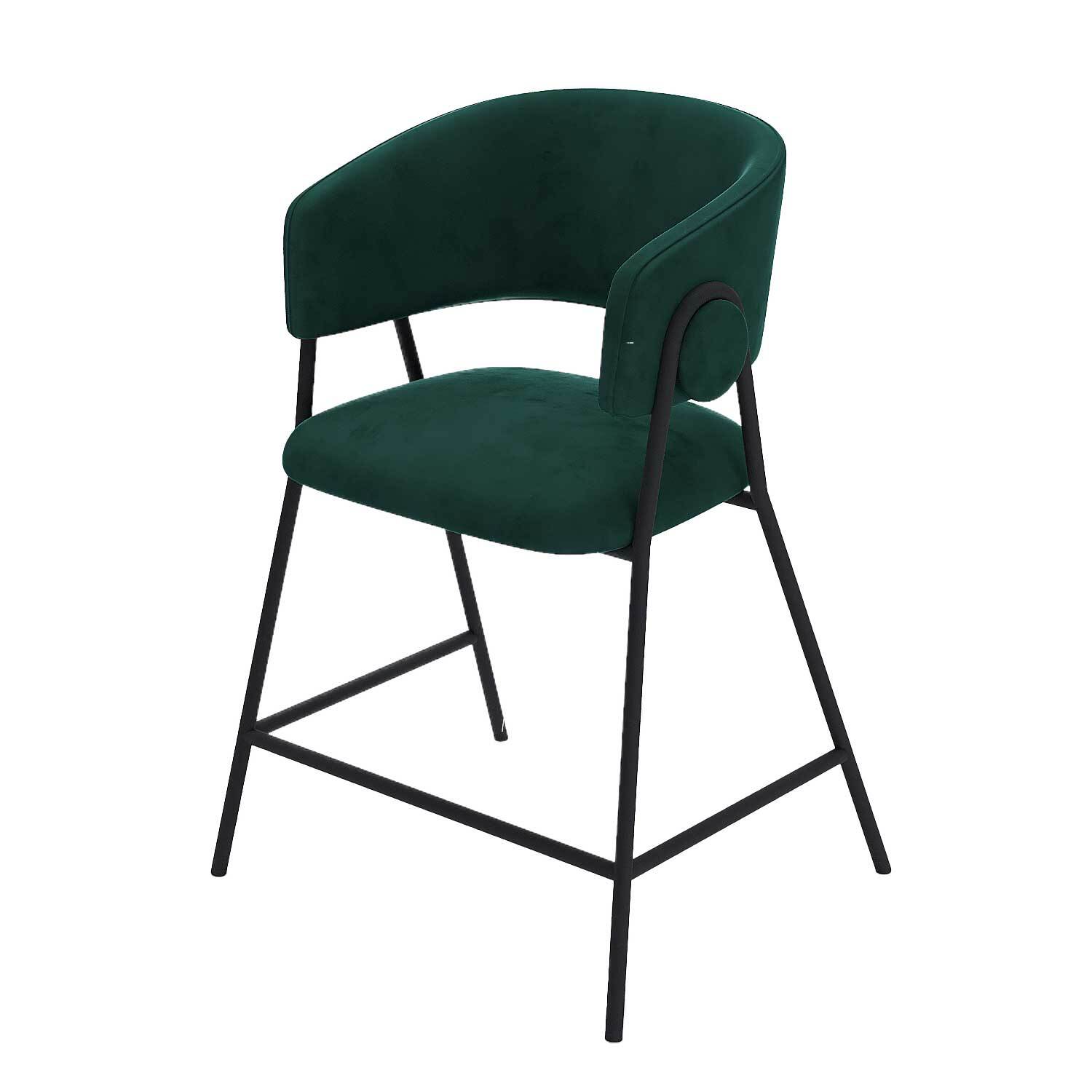 Set of 2 bar stools with backrest, velvet POTIRON PARIS Green