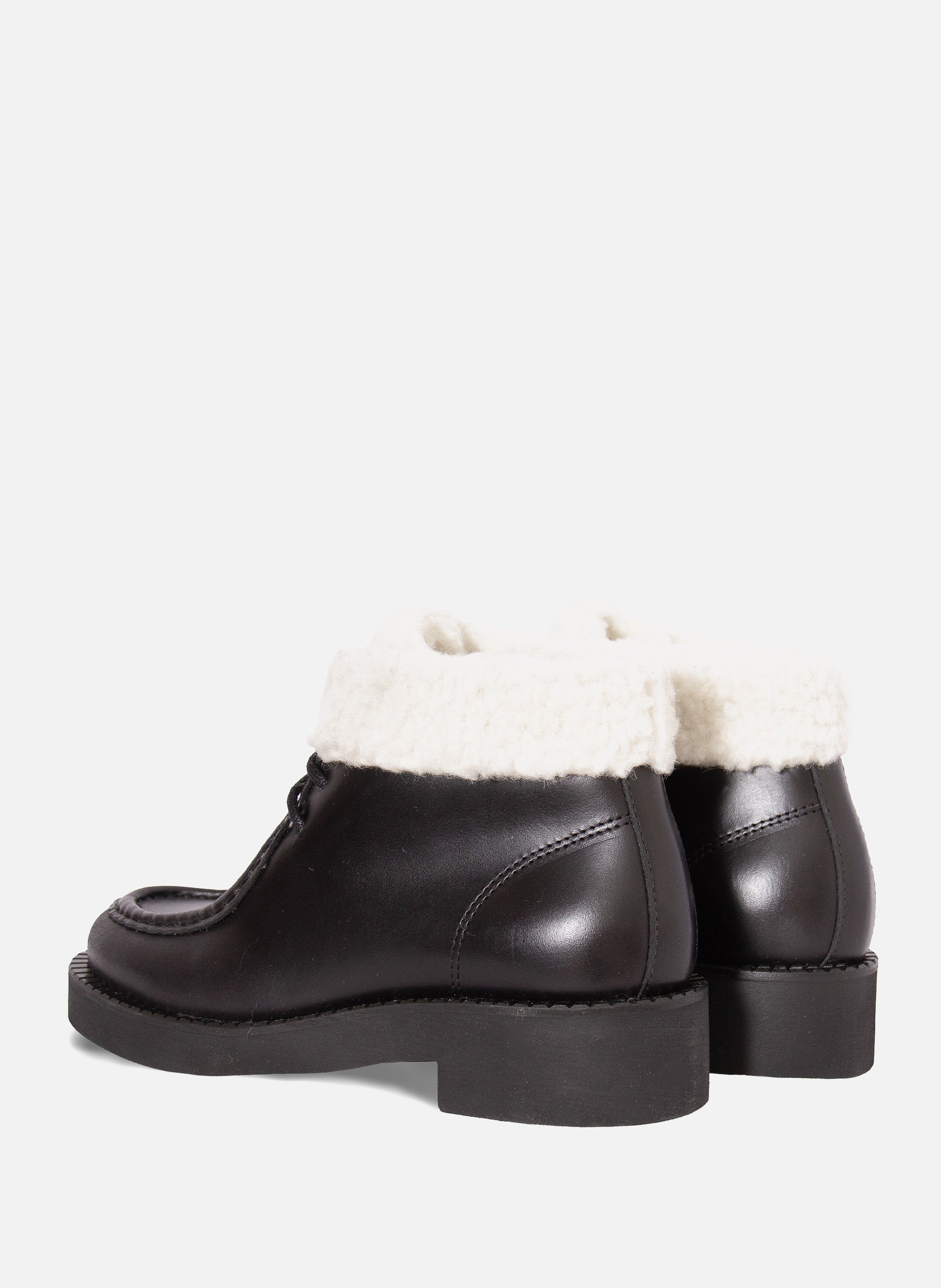 Low leather fur-lined ankle boots JULES & JENN Black
