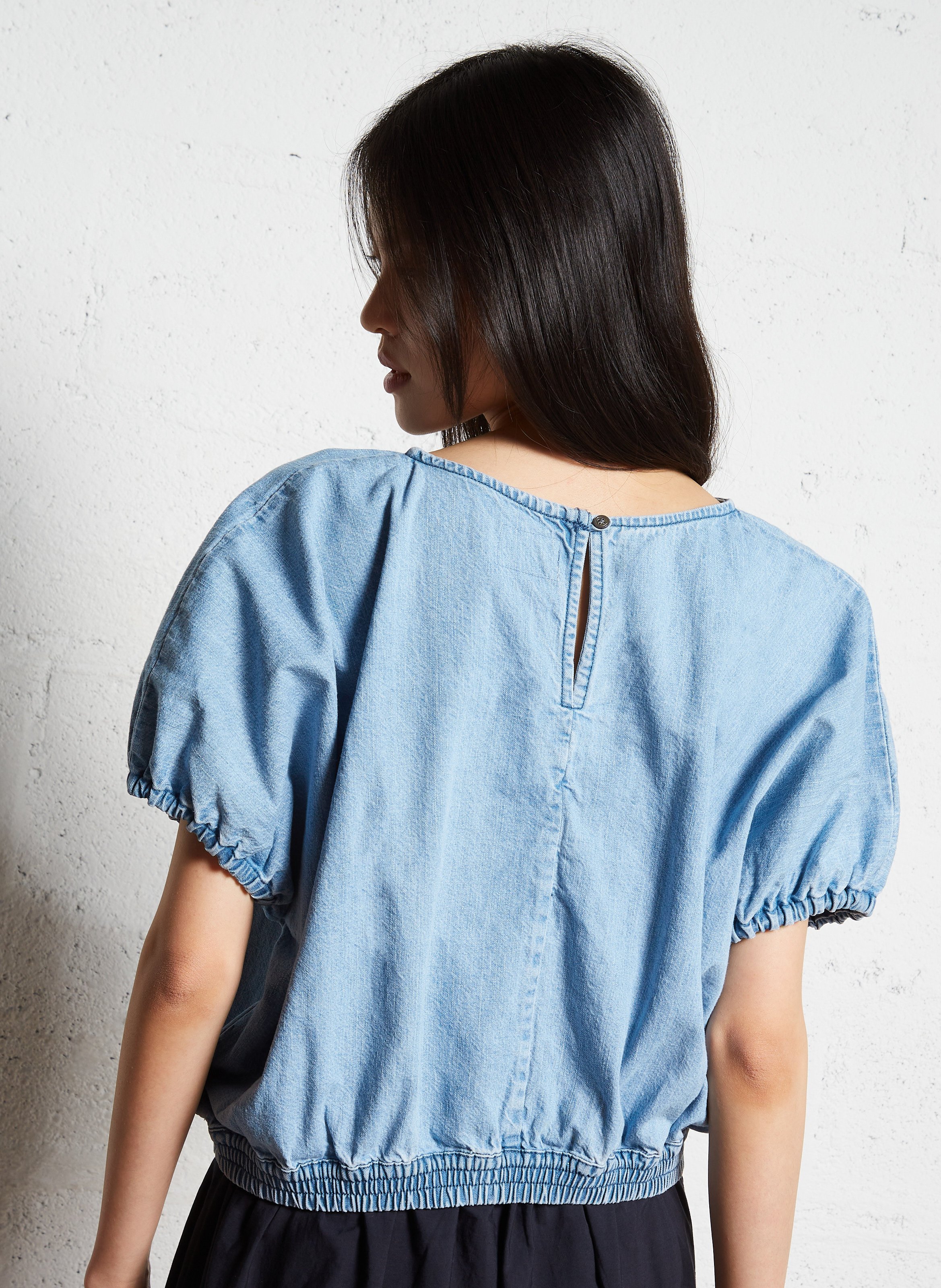 Loose fit round neck cotton top BELLEROSE Blue