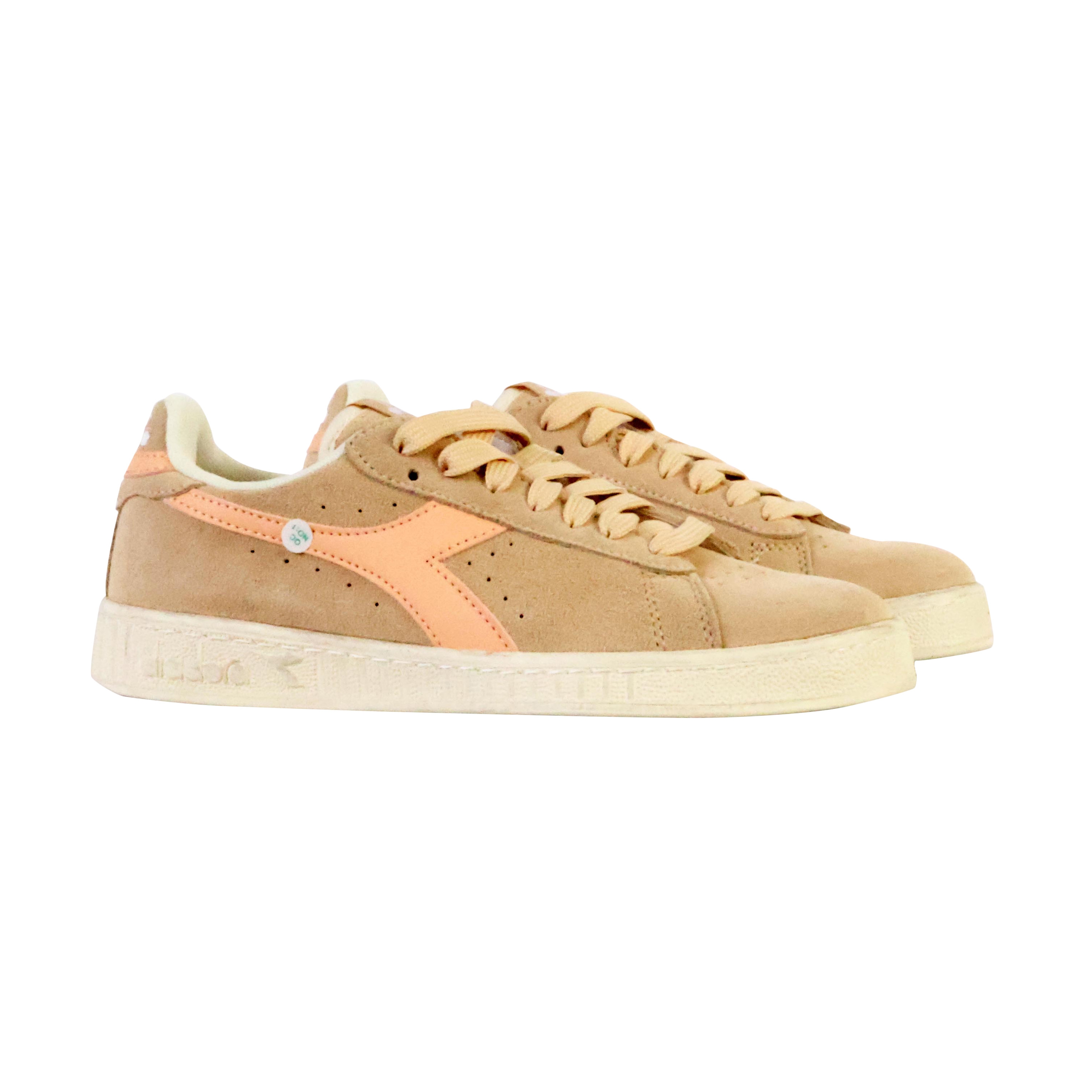 Waxed suede leather low-top sneakers DIADORA Beige