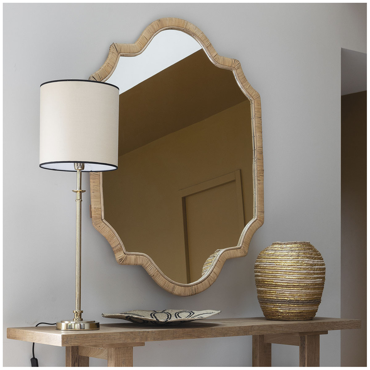 Jarre décorative abaca BLANC D'IVOIRE Beige