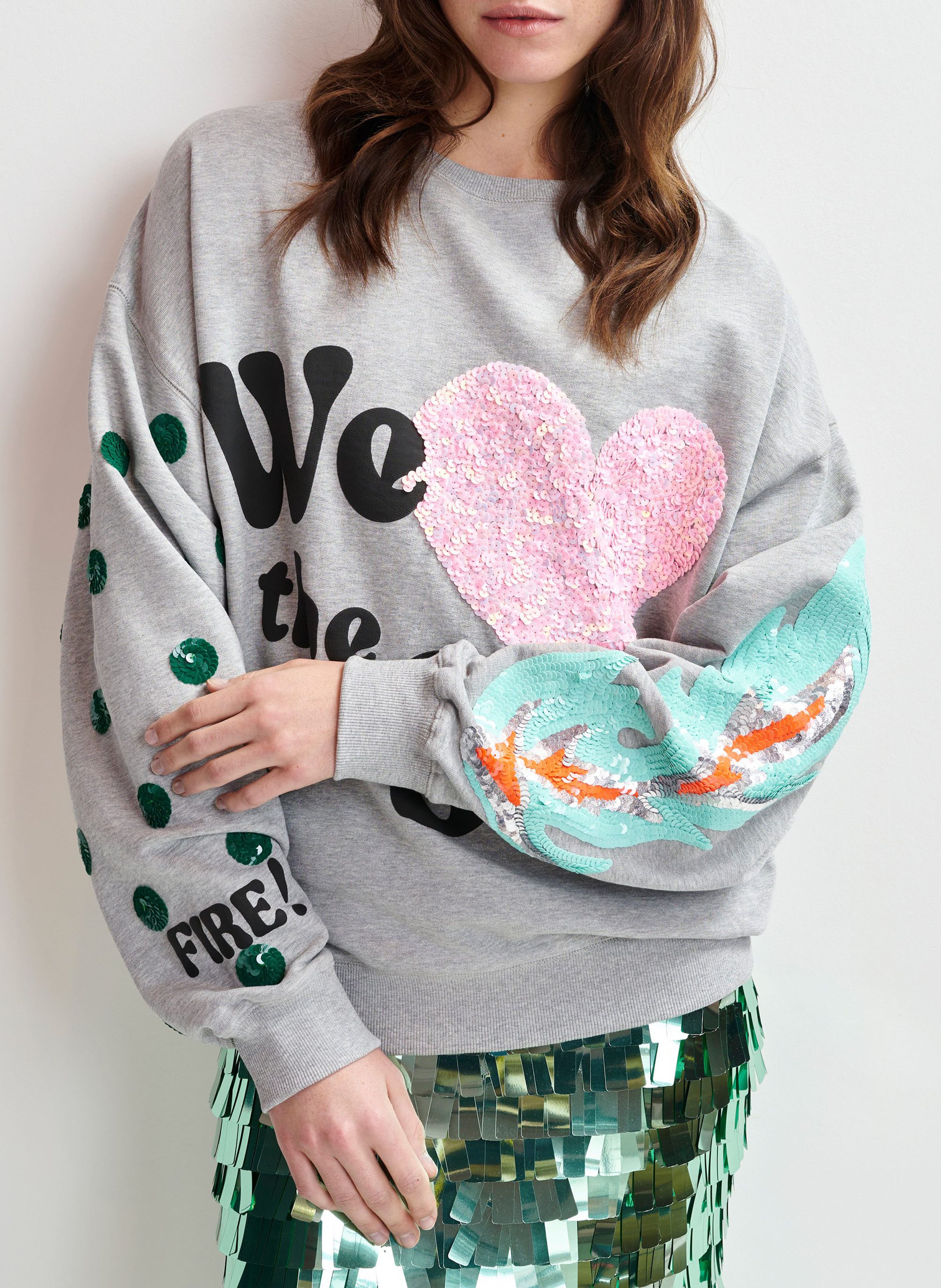 Sweat ample imprimé à broderies paillettes ESSENTIEL ANTWERP Noir