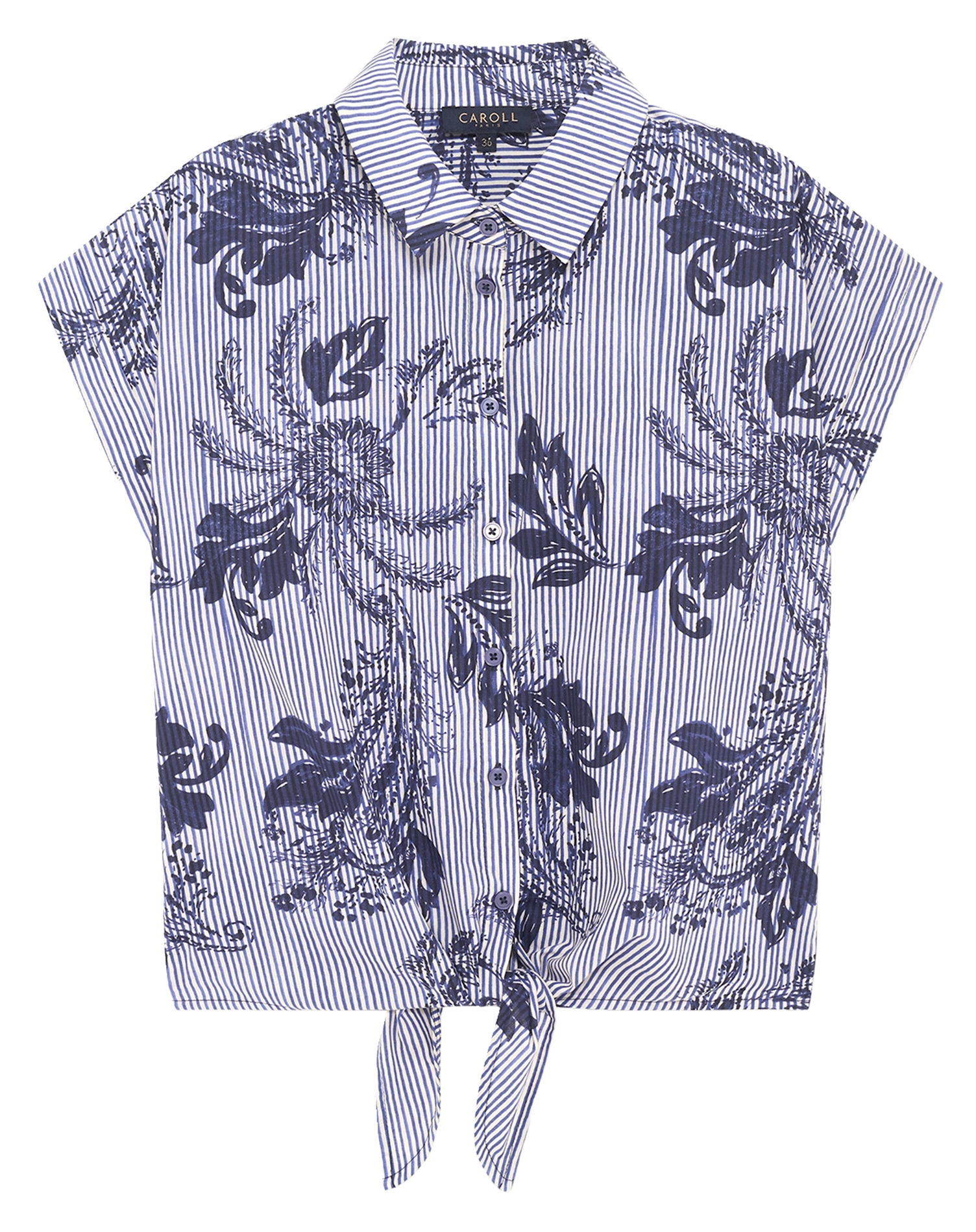Straight printed cotton shirt CAROLL Blue