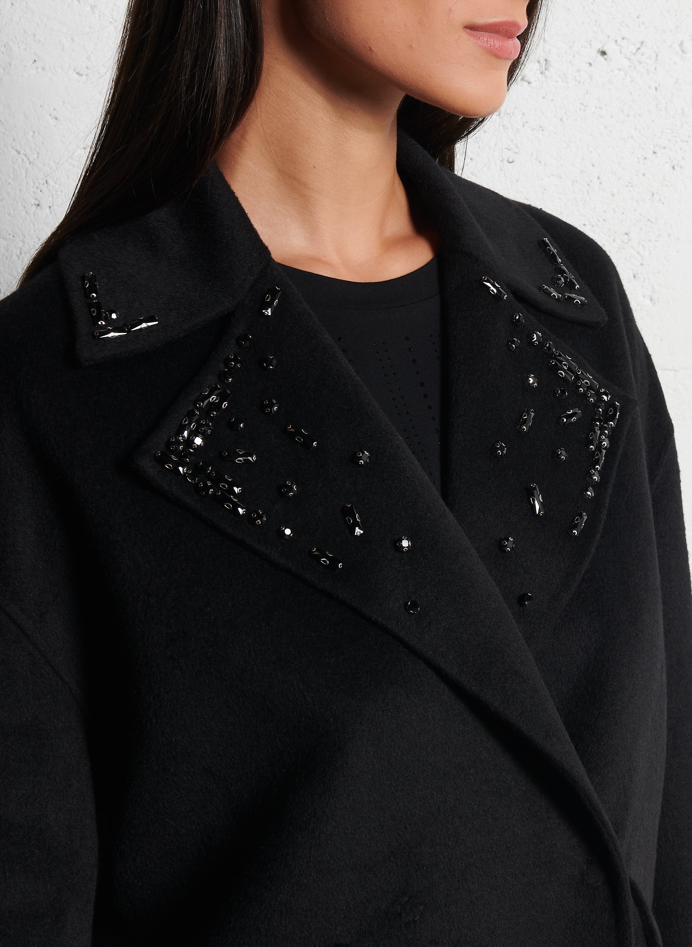 Manteau col tailleur en laine mélangée LIU JO Noir